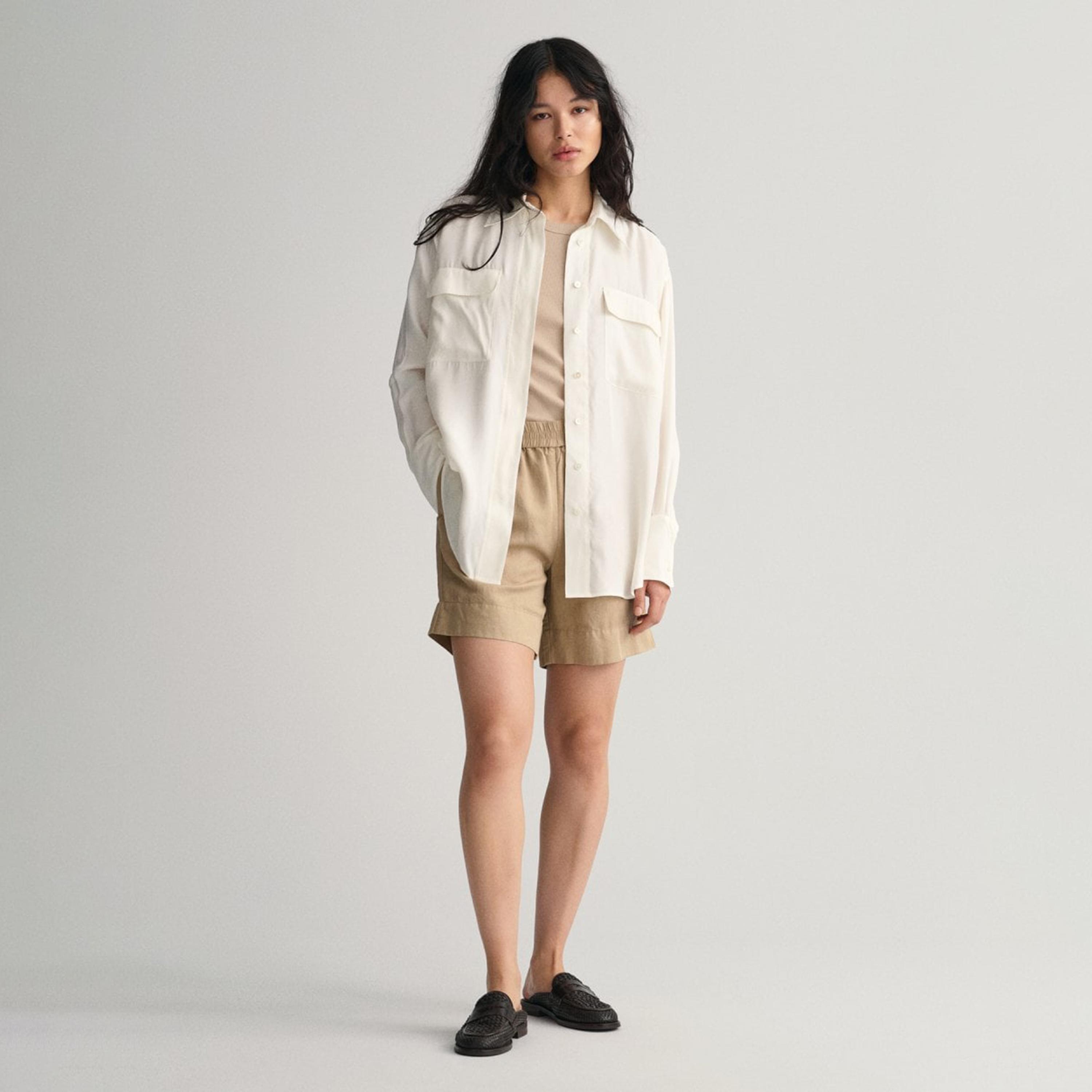 Gant Relaxed Fit Plain Collared Gathered Sleeves Shirt-men-clothing-shirts-image-2