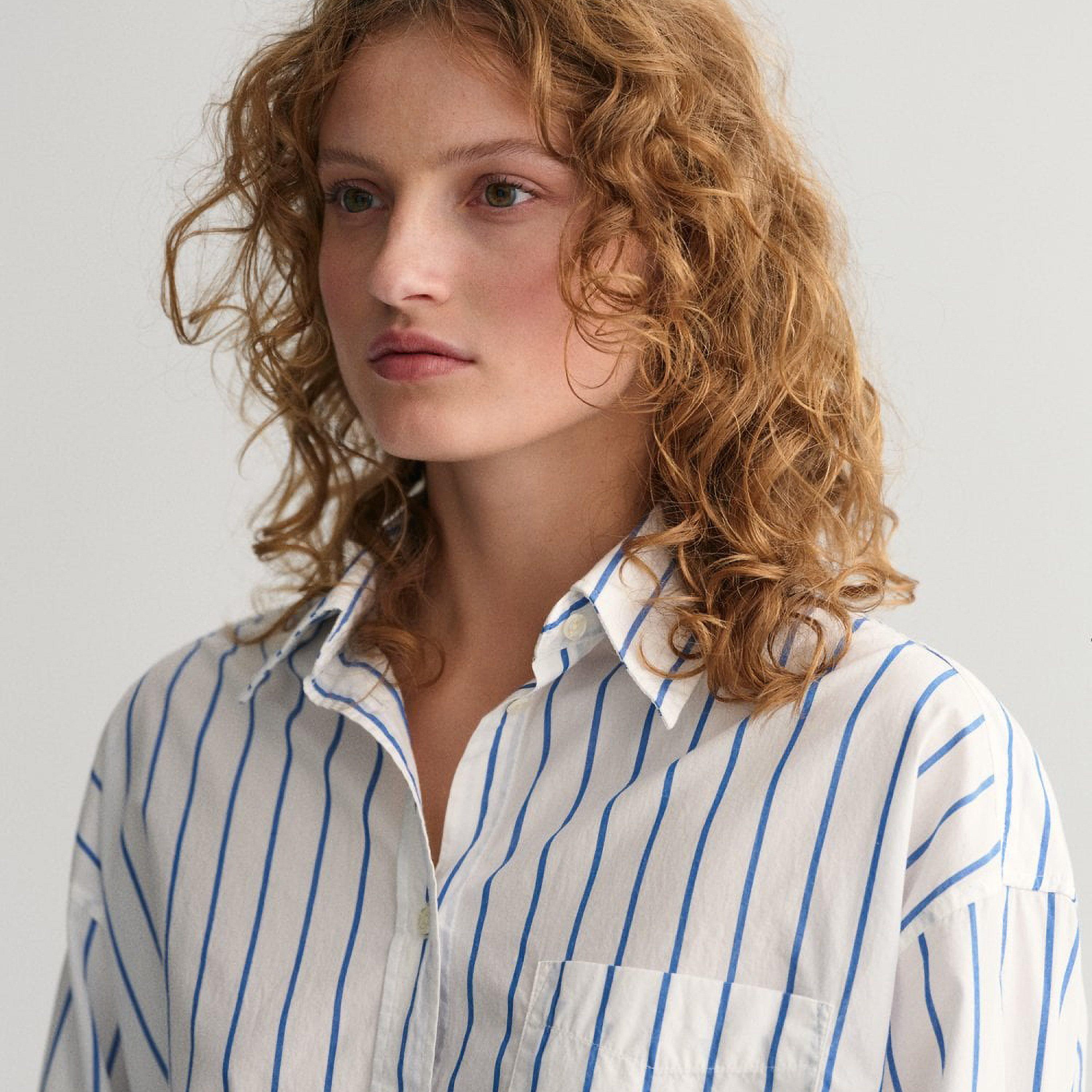 Gant Oversize Fit Striped Collared Long Sleeves Women's Shirt-women-clothing-shirtsandblouses-shirts-image-2