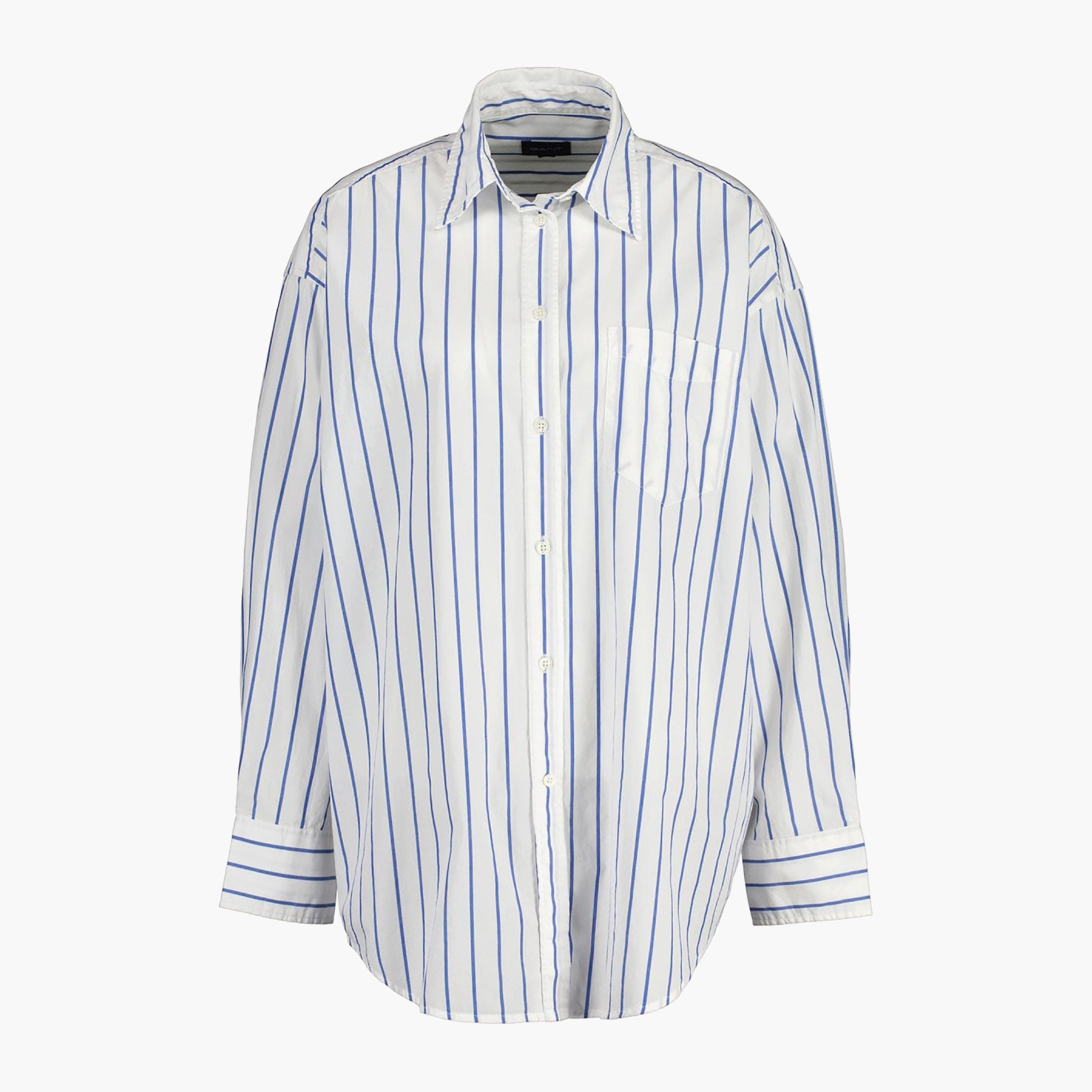 Gant Oversize Fit Striped Collared Long Sleeves Women's Shirt-women-clothing-shirtsandblouses-shirts-image-4