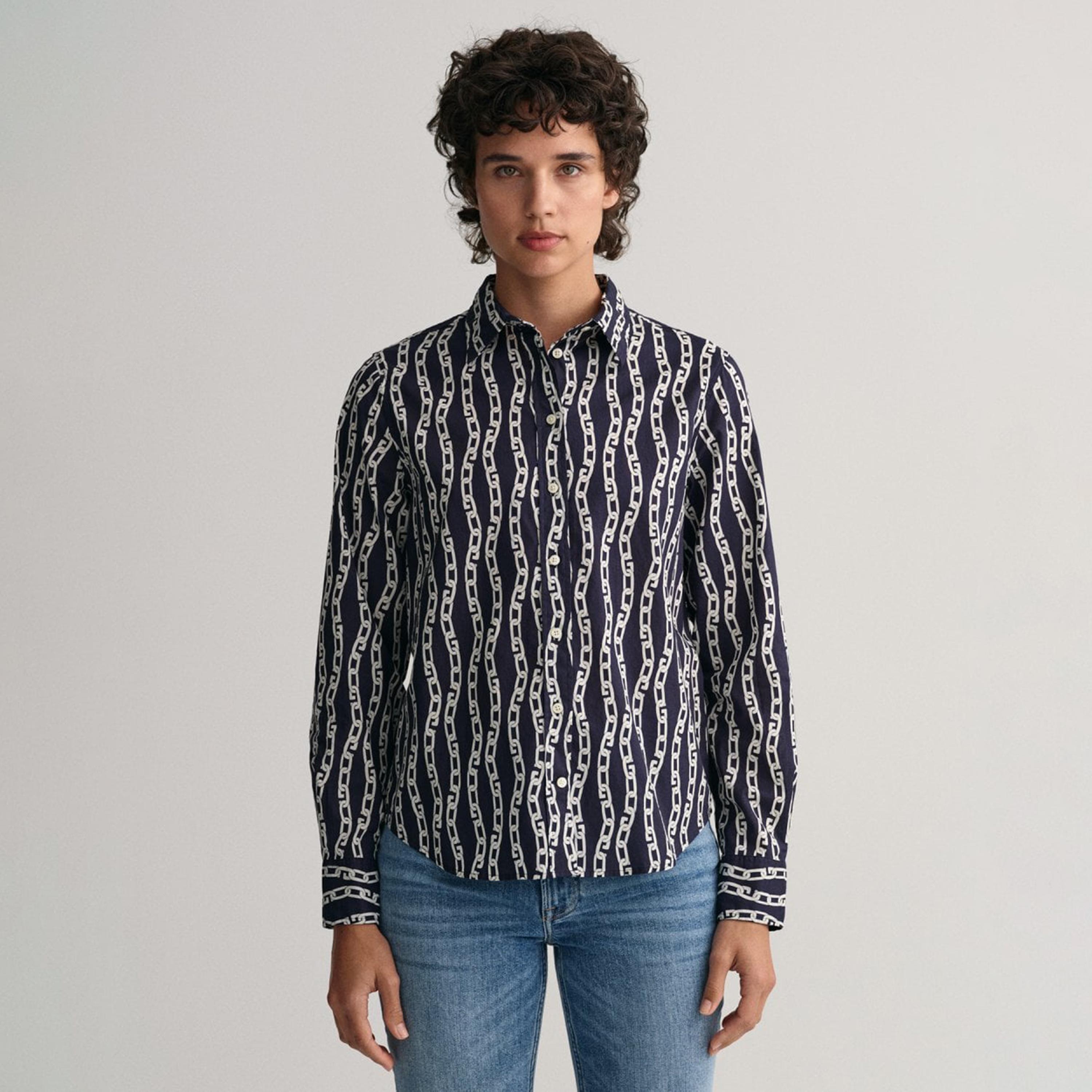 Gant Regular Fit Linked Chain Print Collared Long Sleeves Shirt-women-clothing-shirtsandblouses-shirts-image-1