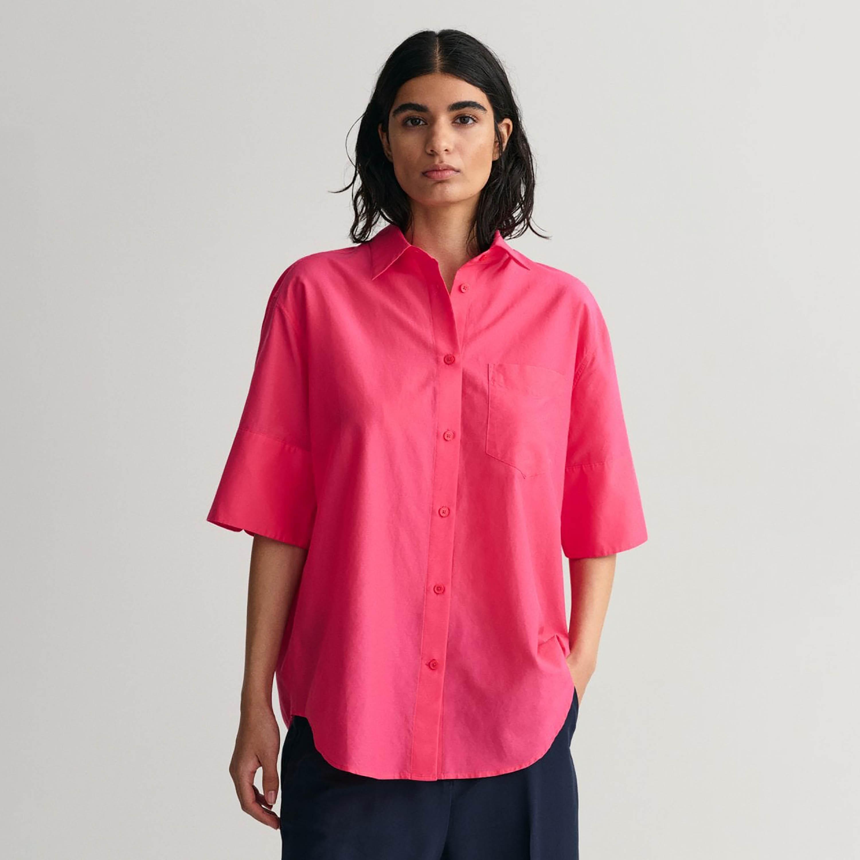 قميص نسائي بأكمام قصيرة بياقة بسيطة من غانت مريح-women-clothing-shirtsandblouses-shirts-image-6