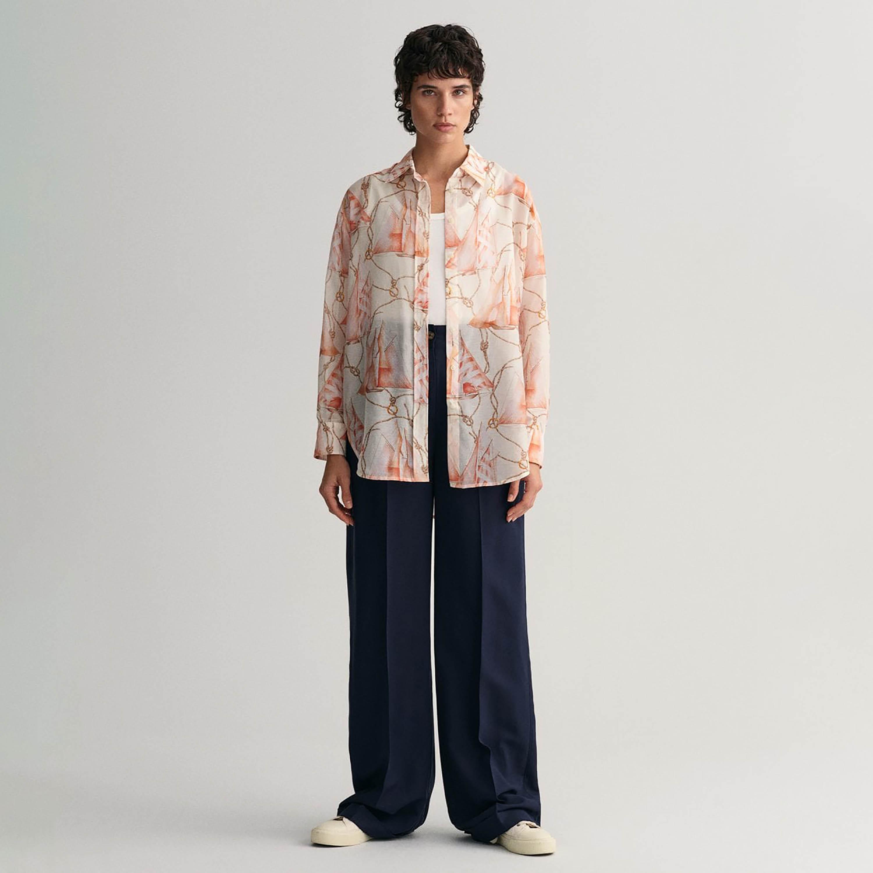 Gant Relaxed Fit Printed Collared Long Sleeves Women's Shirt-women-clothing-shirtsandblouses-shirts-image-2