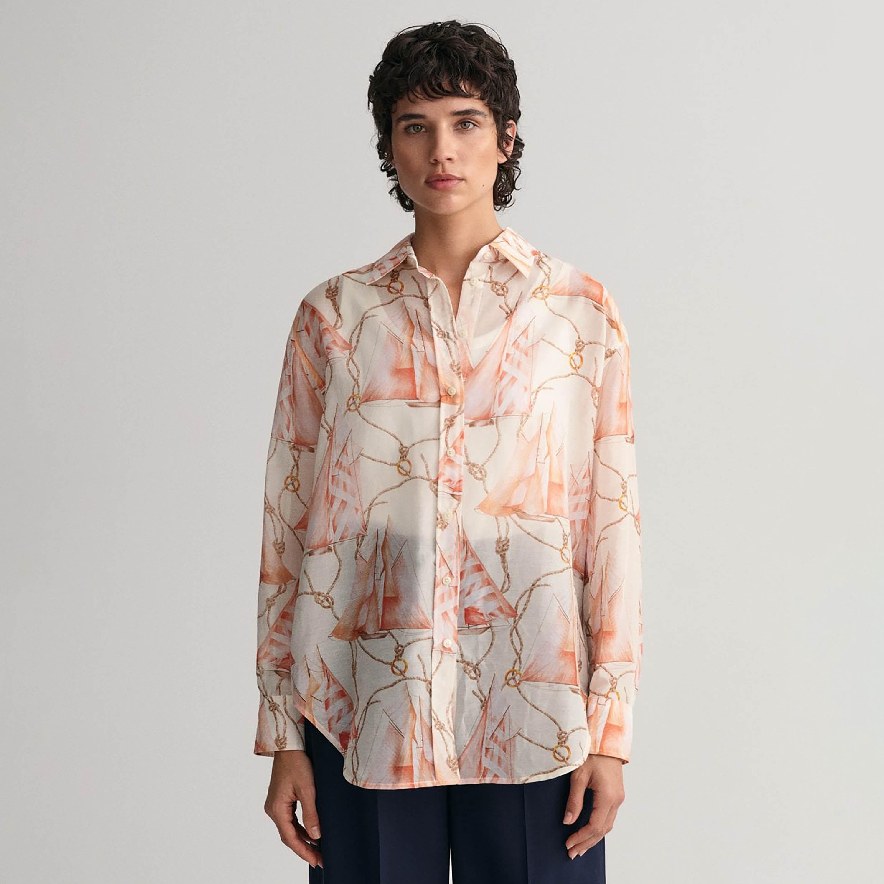 Gant Relaxed Fit Printed Collared Long Sleeves Women's Shirt-women-clothing-shirtsandblouses-shirts-image-4