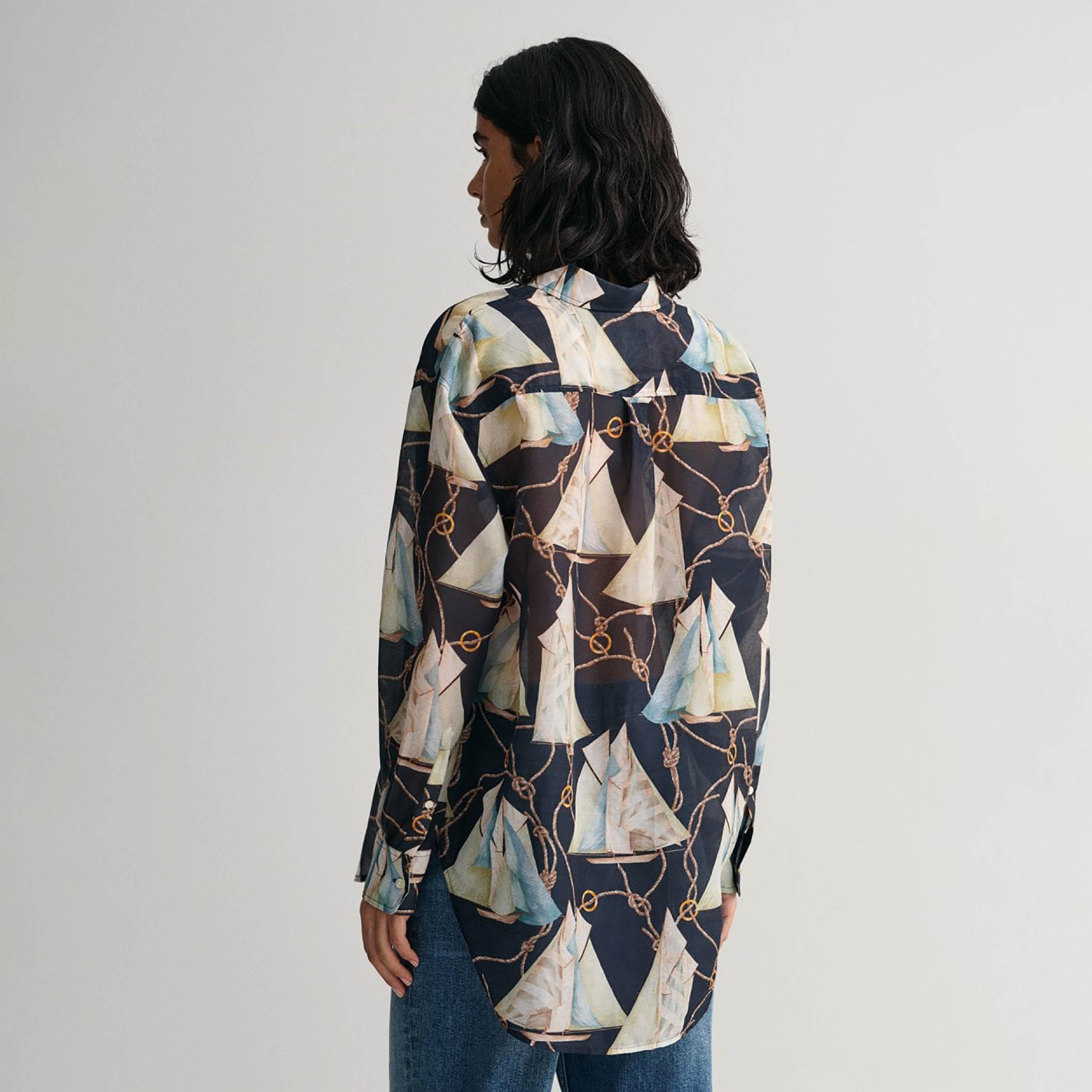 Gant Relaxed Fit Printed Collared Long Sleeves Women's Shirt-women-clothing-shirtsandblouses-shirts-image-8