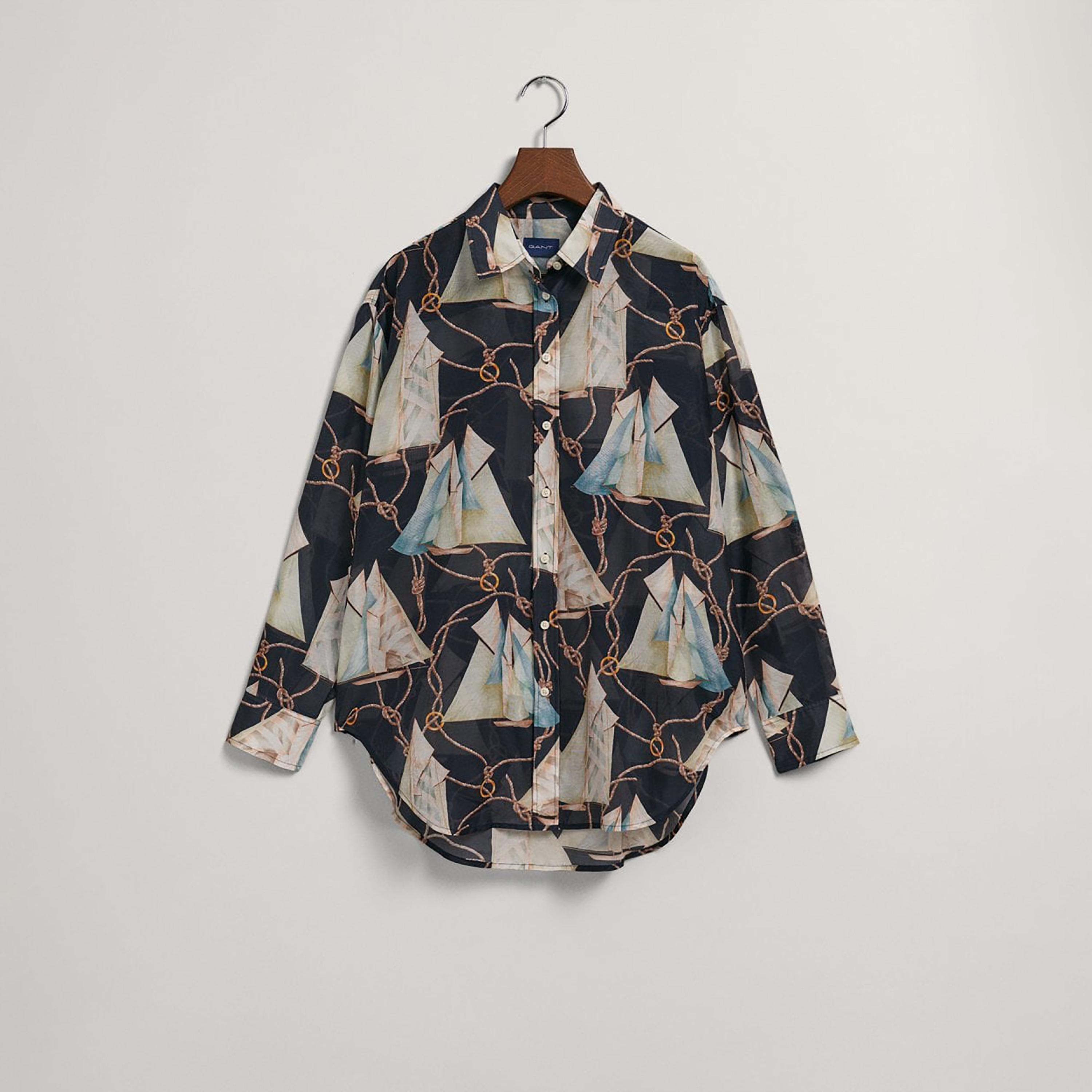 Gant Relaxed Fit Printed Collared Long Sleeves Women's Shirt-women-clothing-shirtsandblouses-shirts-image-9