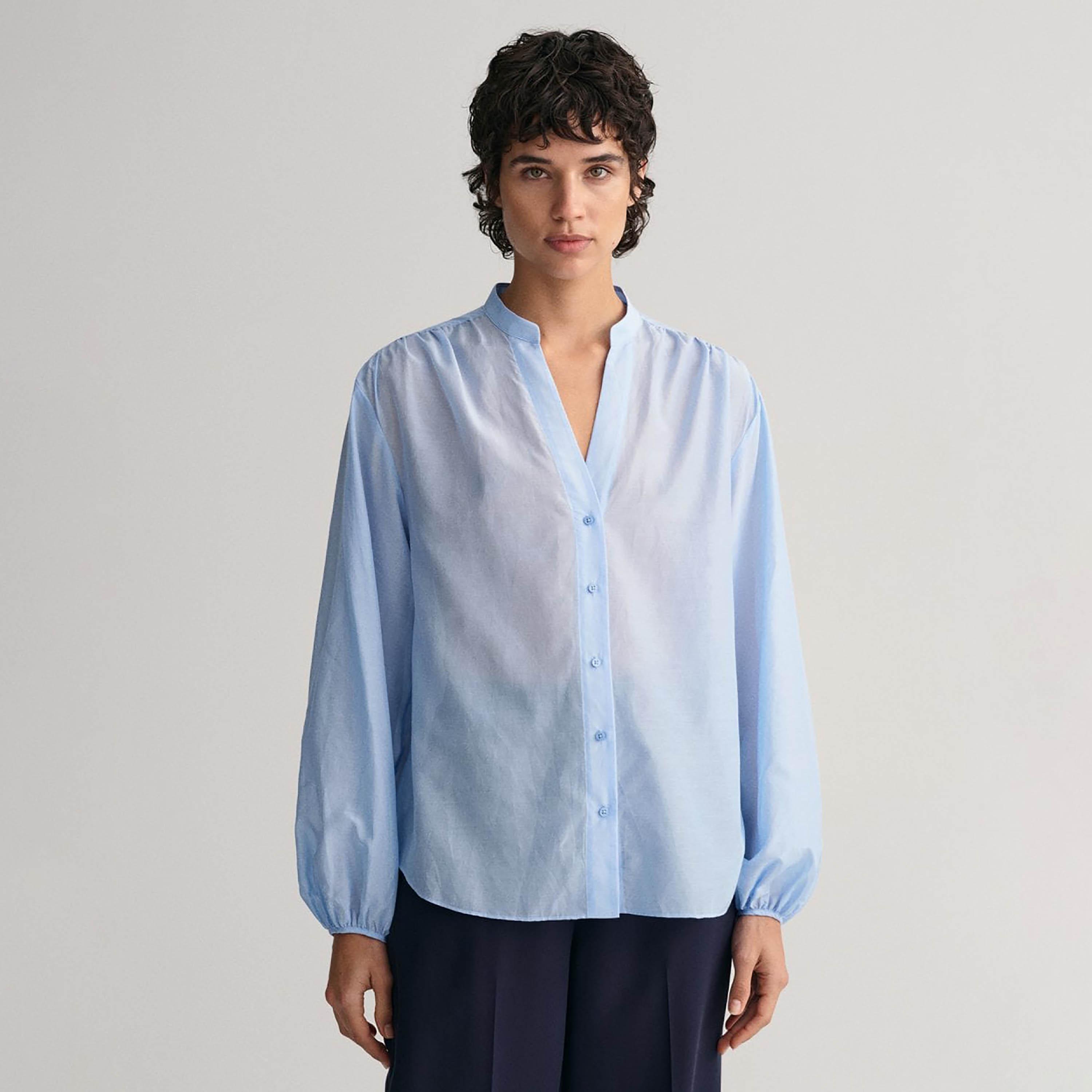 Gant Relaxed Fit Plain Mandarin Neck Long Sleeves Women's Shirt-women-clothing-shirtsandblouses-shirts-image-11