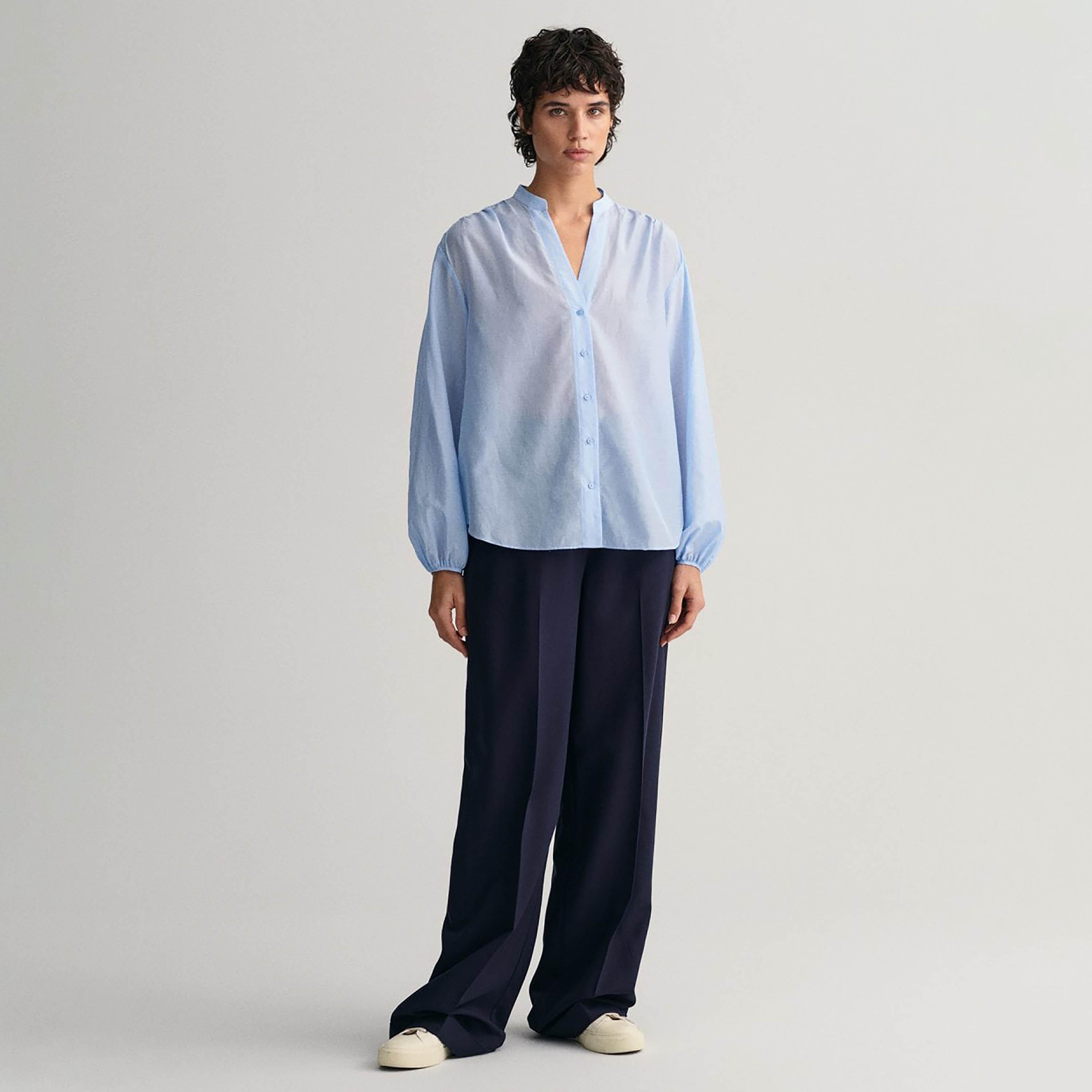 Gant Relaxed Fit Plain Mandarin Neck Long Sleeves Women's Shirt-women-clothing-shirtsandblouses-shirts-image-12