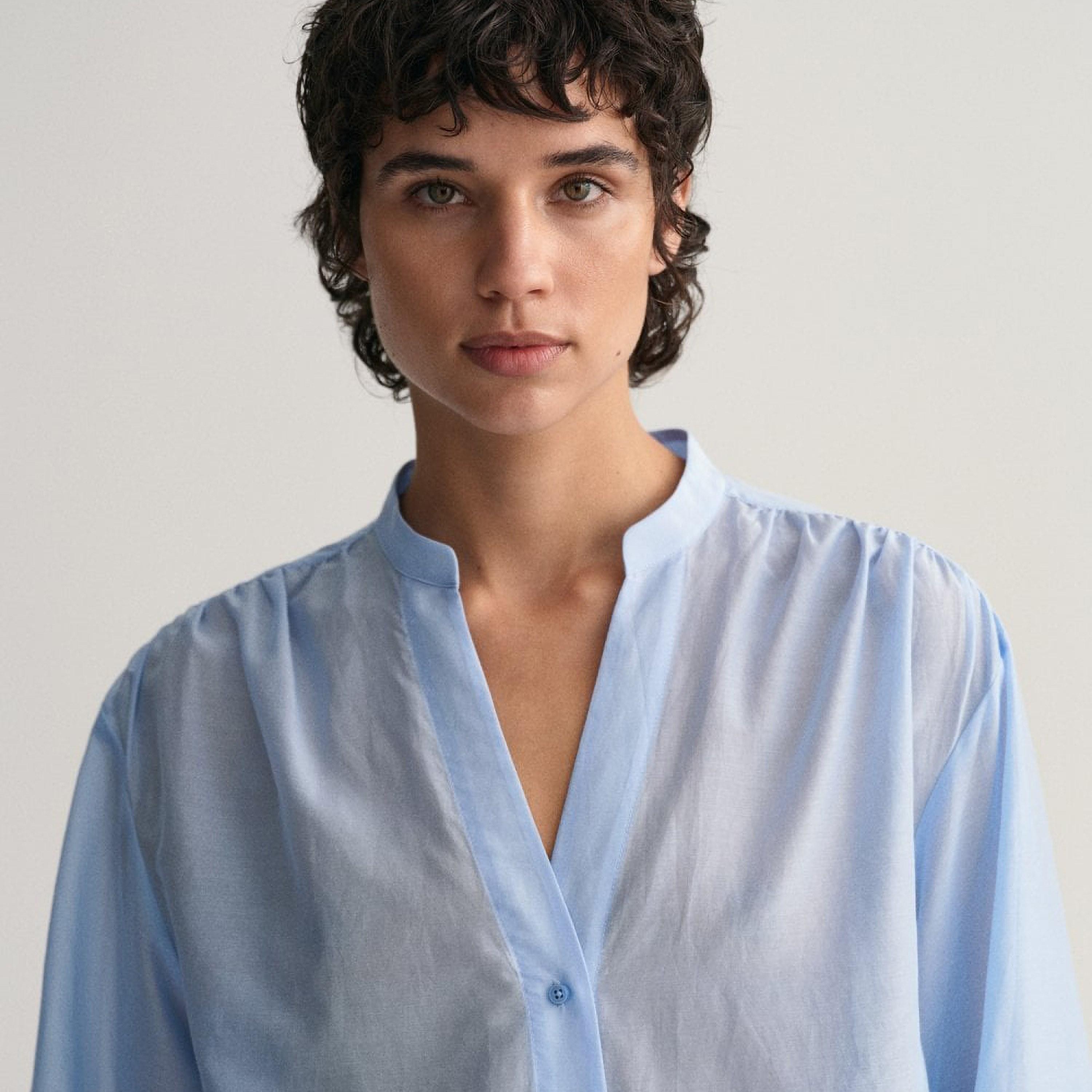 Gant Relaxed Fit Plain Mandarin Neck Long Sleeves Women's Shirt-women-clothing-shirtsandblouses-shirts-image-13