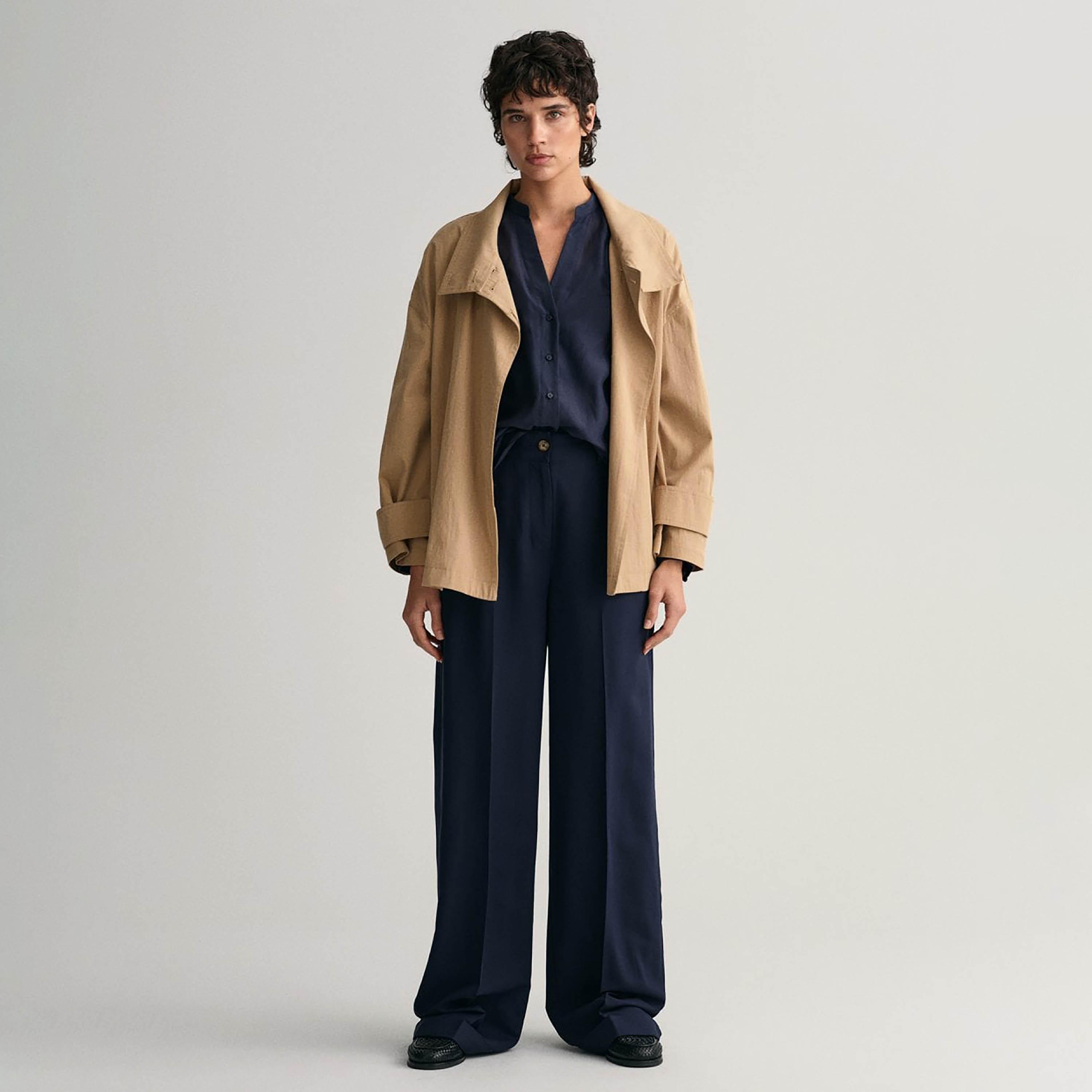 Gant Relaxed Fit Plain Mandarin Neck Long Sleeves Women's Shirt-women-clothing-shirtsandblouses-shirts-image-2