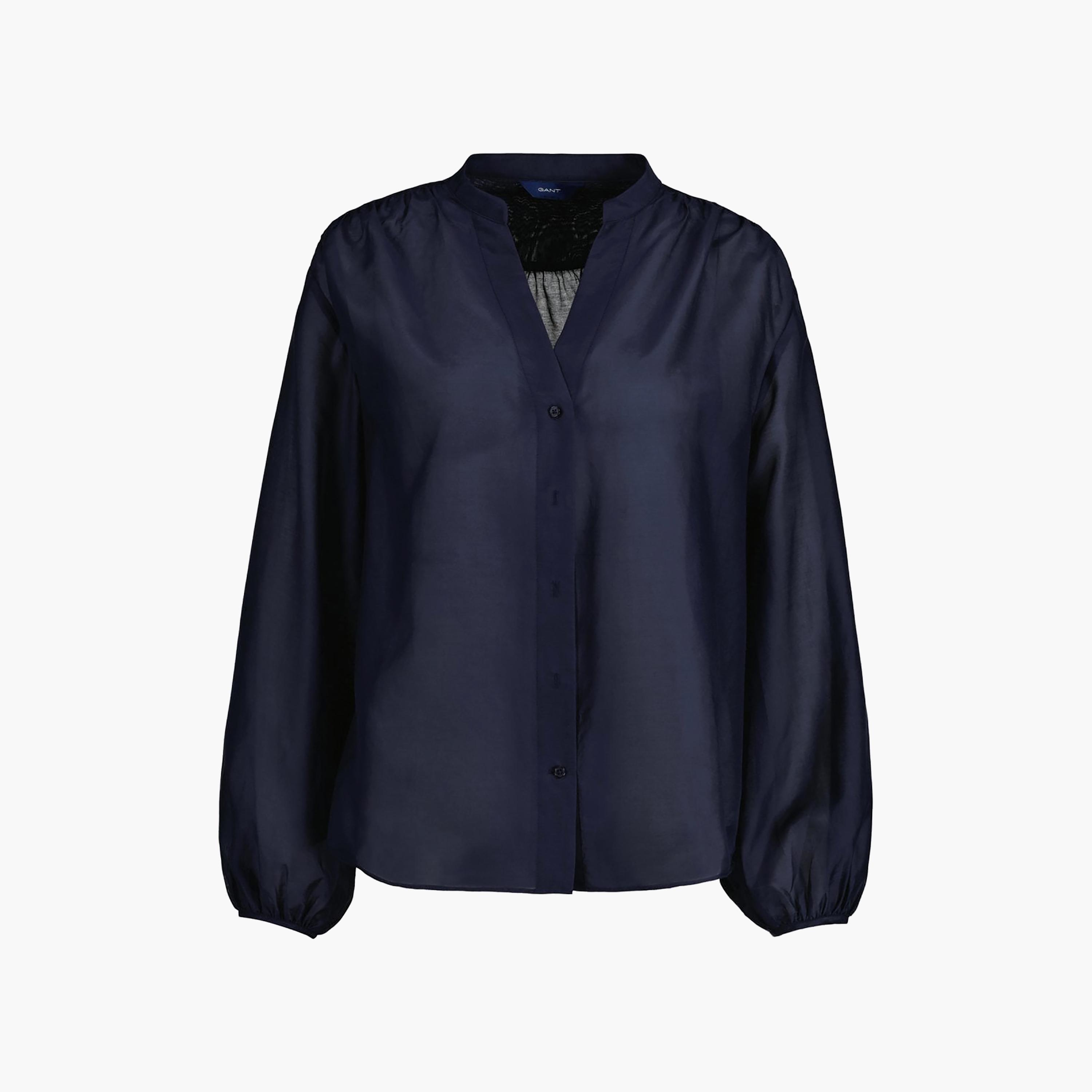 Gant Relaxed Fit Plain Mandarin Neck Long Sleeves Women's Shirt-women-clothing-shirtsandblouses-shirts-image-5
