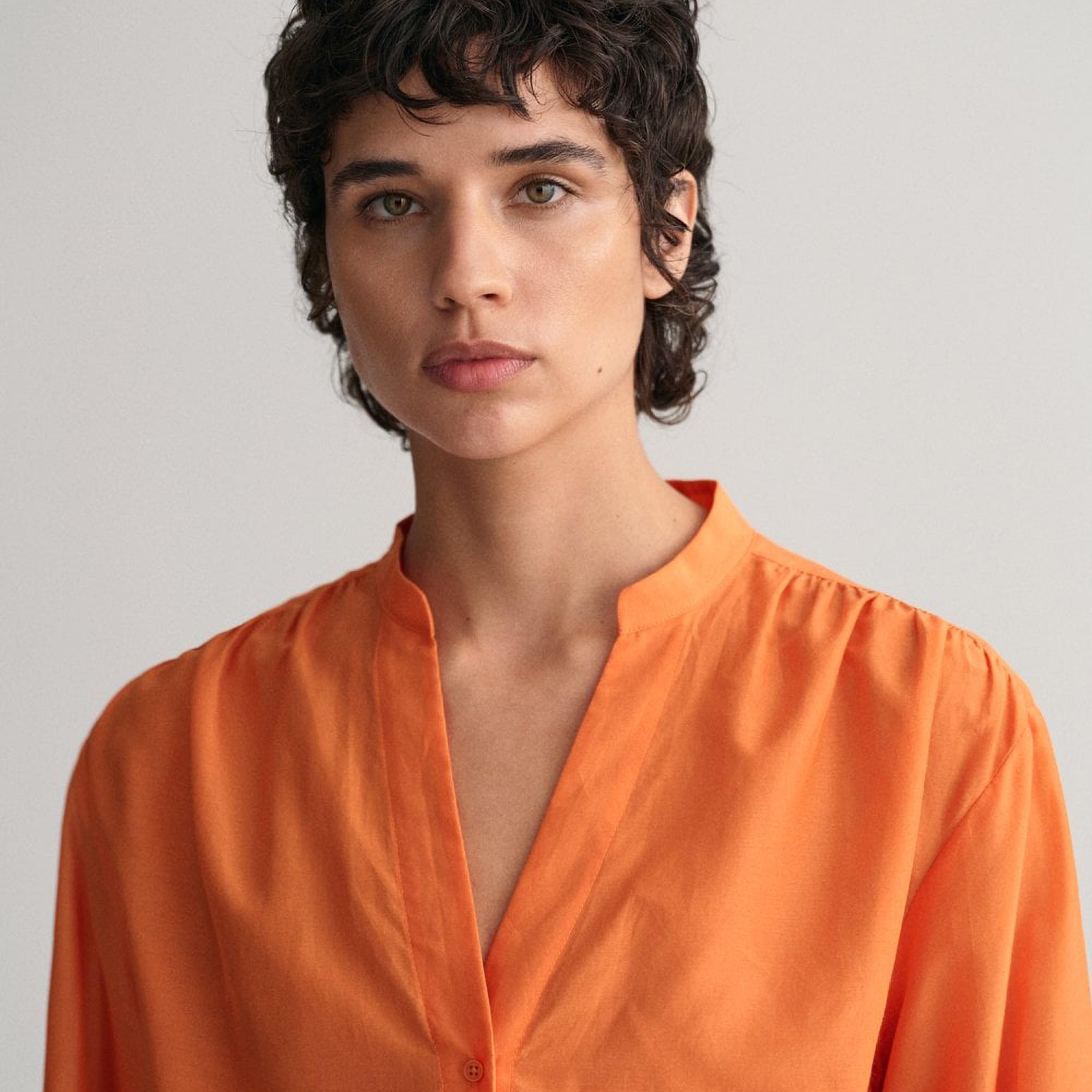 Gant Relaxed Fit Plain Mandarin Neck Long Sleeves Women's Shirt-women-clothing-shirtsandblouses-shirts-image-8