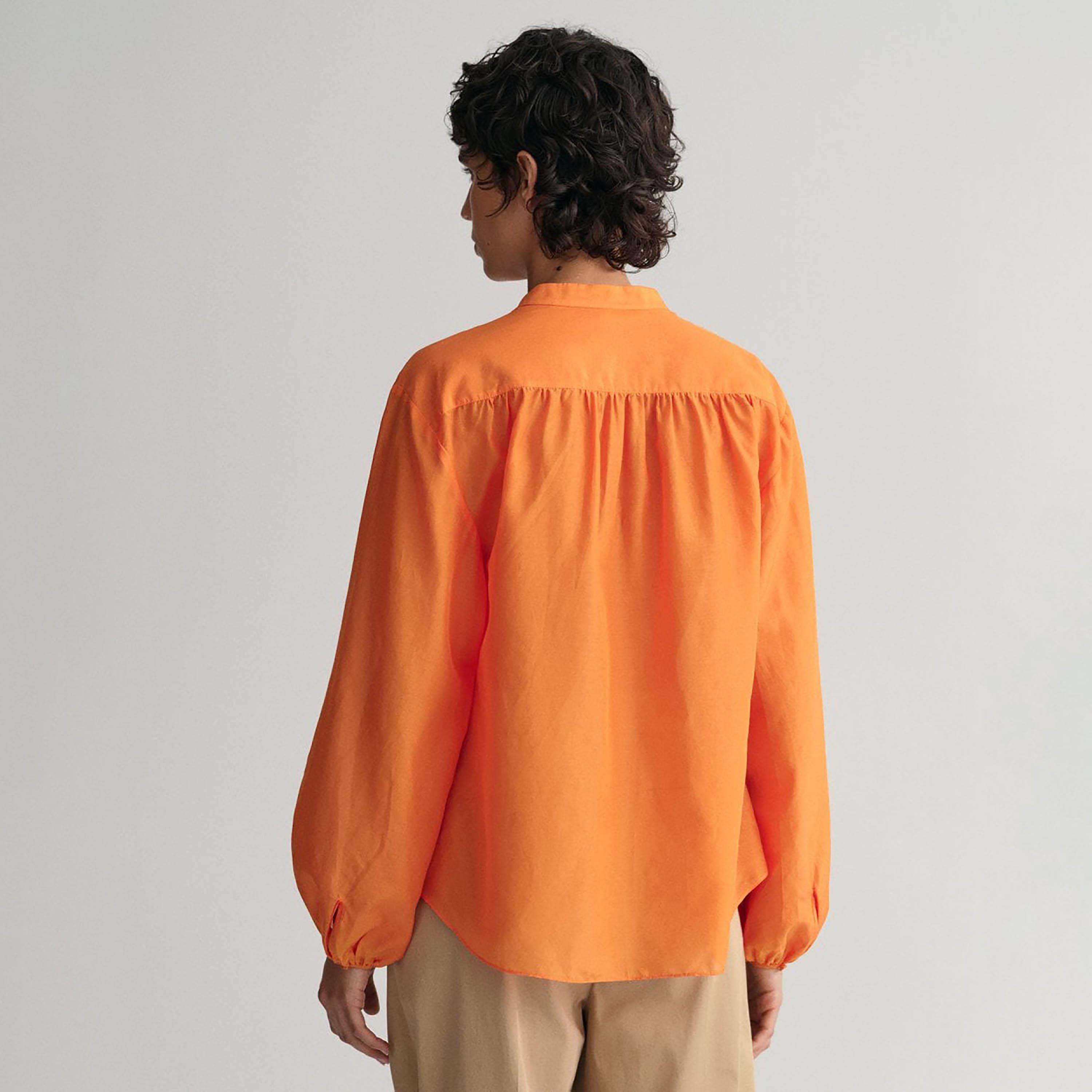 Gant Relaxed Fit Plain Mandarin Neck Long Sleeves Women's Shirt-women-clothing-shirtsandblouses-shirts-image-9