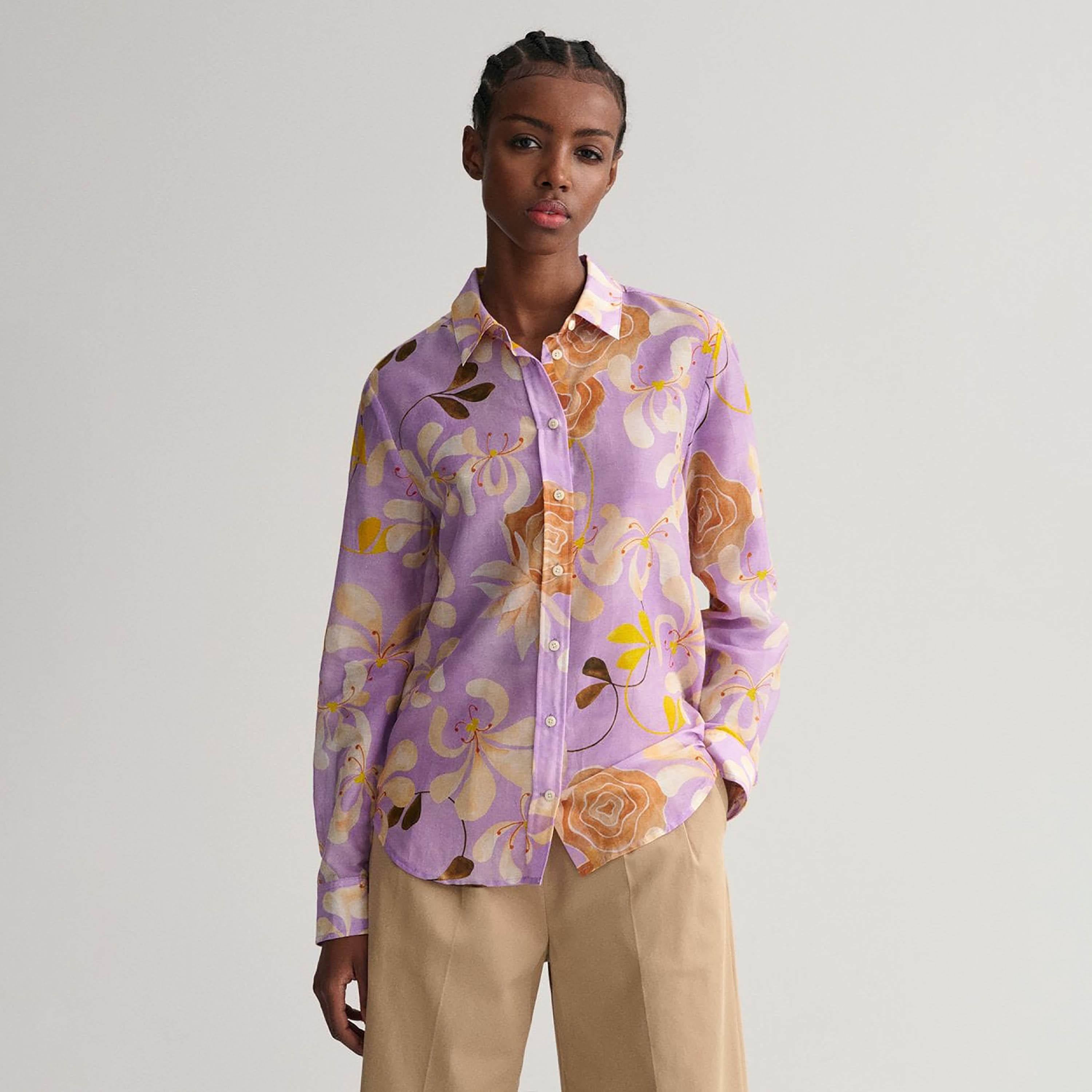 Gant Regular Fit Floral Print Collared Long Sleeves Women's Shirt-women-clothing-shirtsandblouses-shirts-image-1