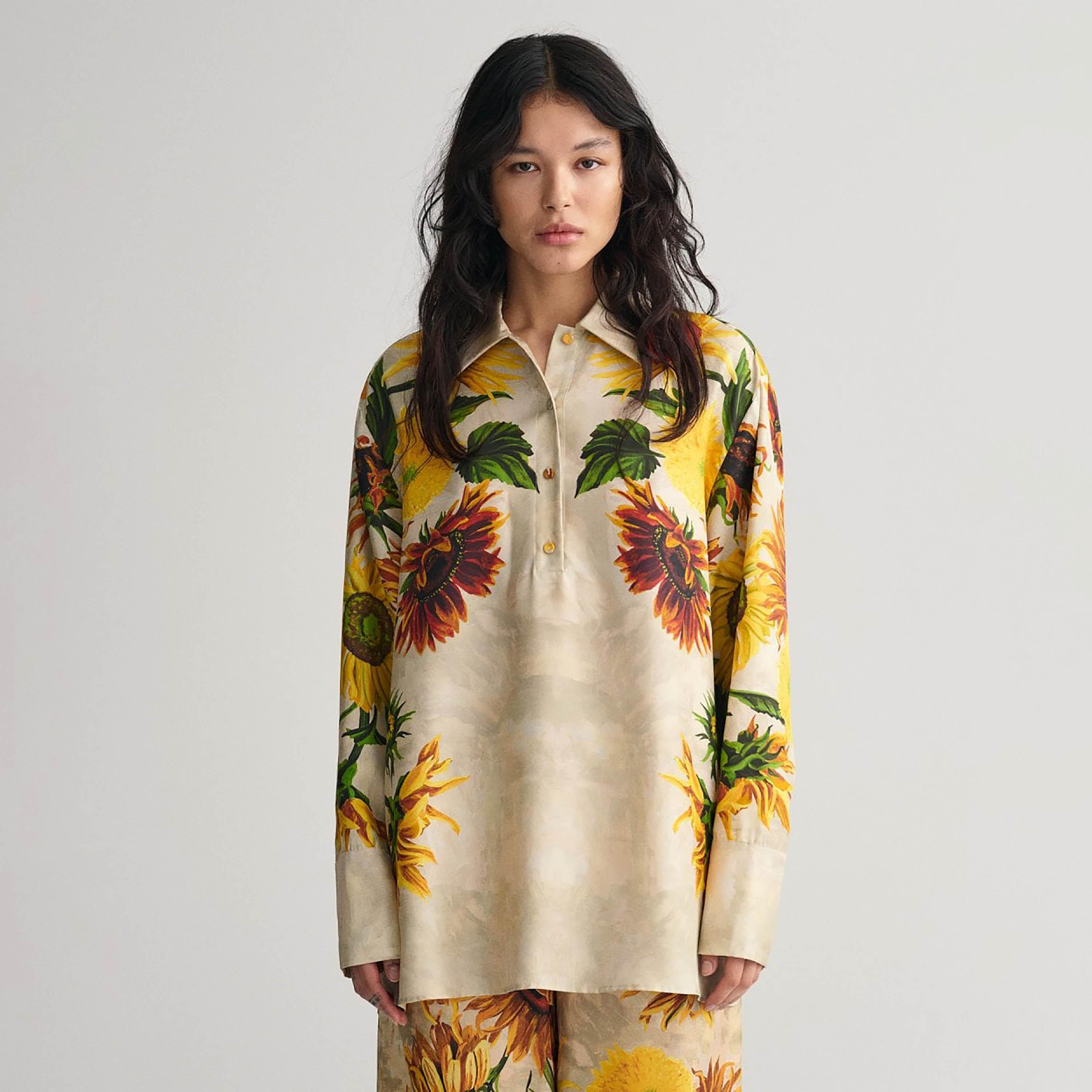 Gant Floral Print Collared Long Sleeves Women's Top-women-clothing-shirtsandblouses-shirts-image-1
