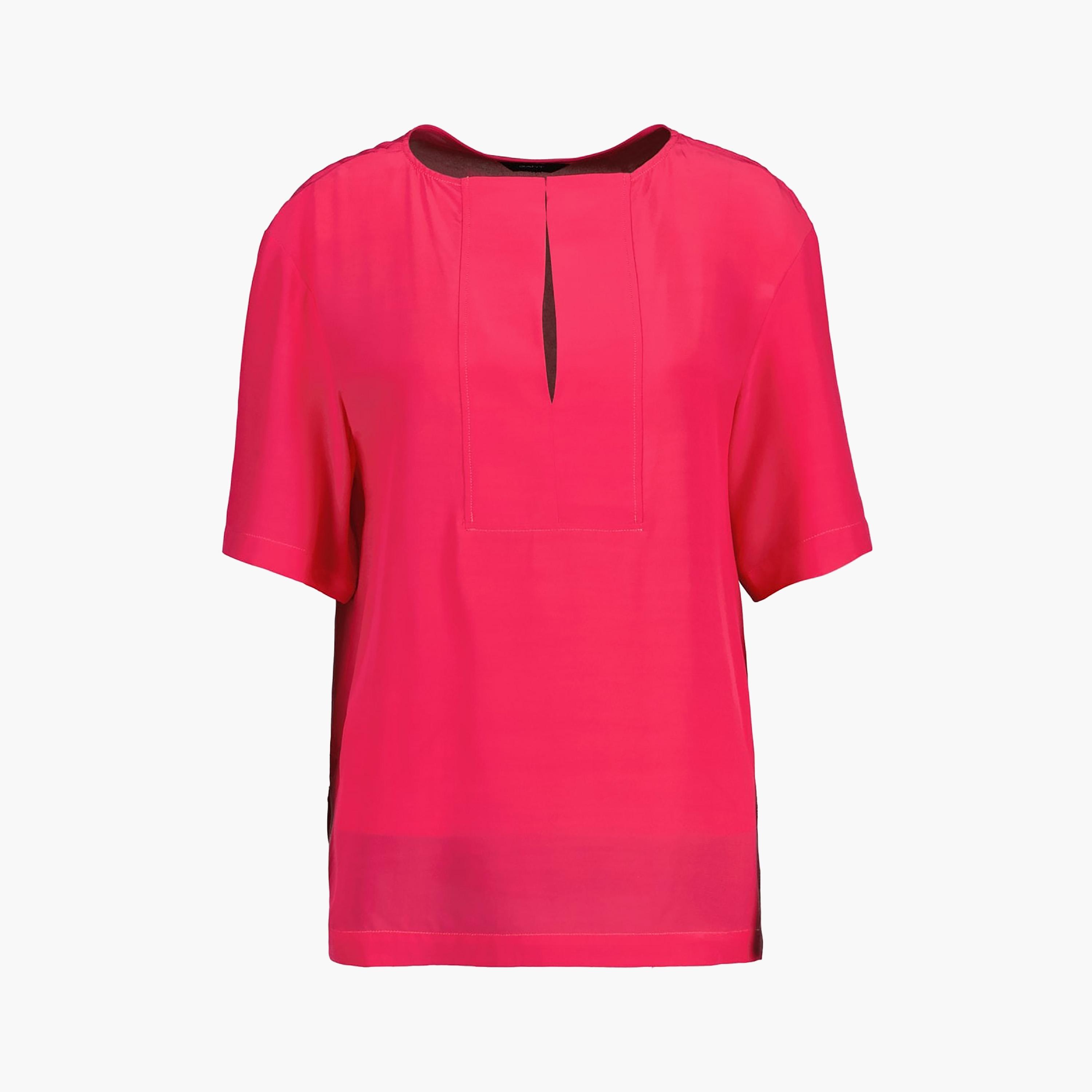 بلوزة نسائية من غانت برقبة دائرية وأكمام قصيرة-women-clothing-shirtsandblouses-shirts-image-1