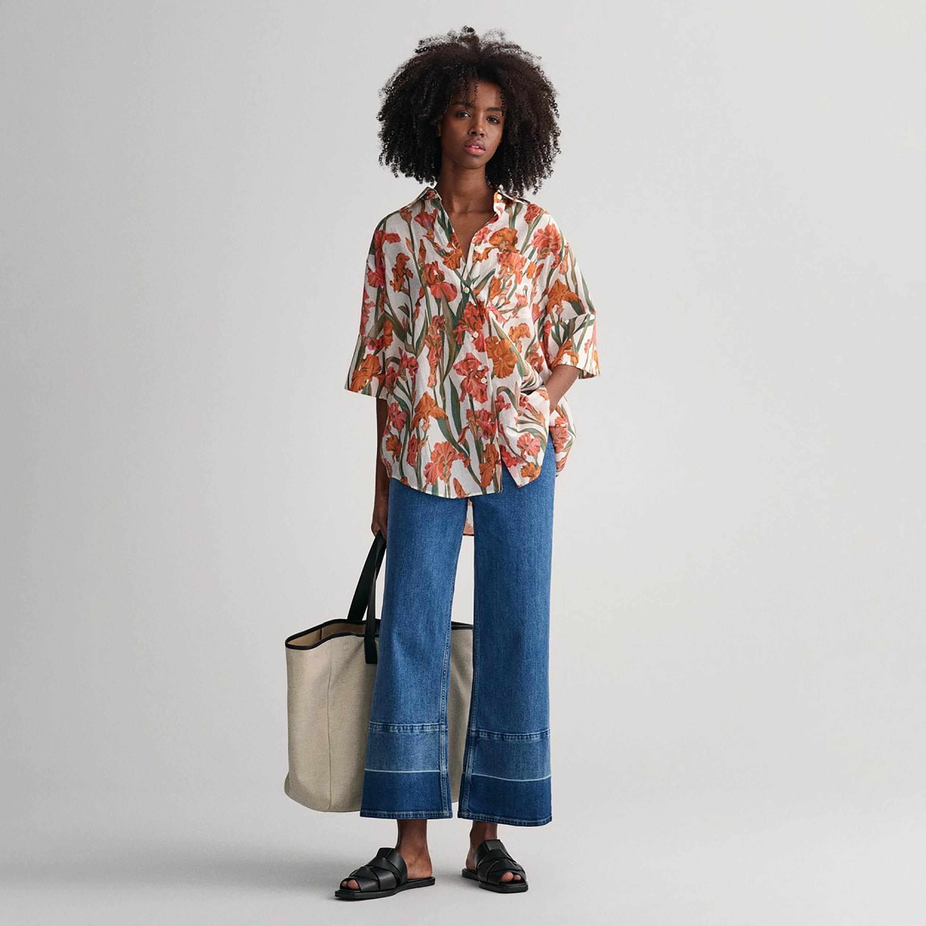 Gant Regular Fit Floral Print Collared Short Sleeves Women's Shirt-women-clothing-shirtsandblouses-shirts-image-3