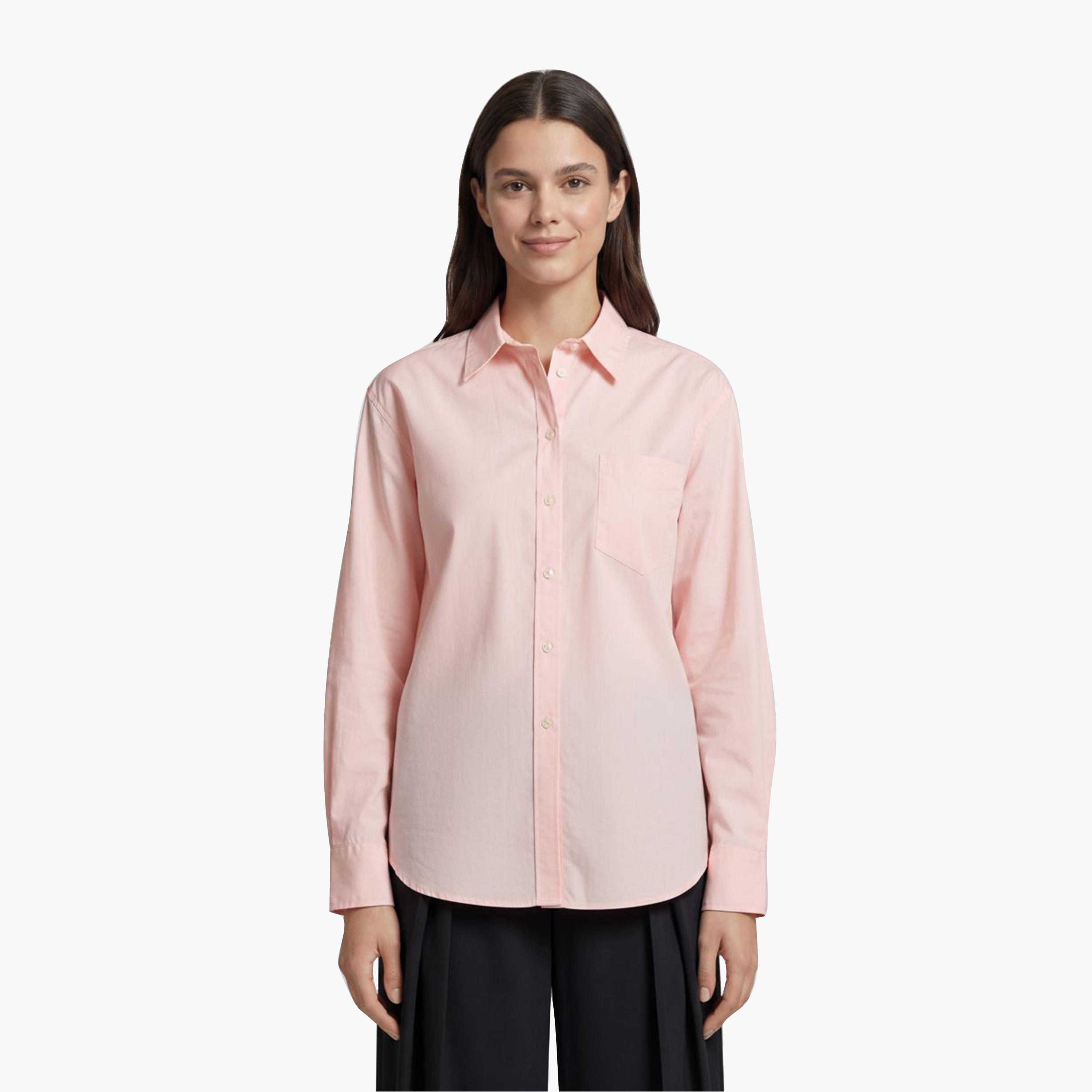 Gant Relaxed Fit Plain Spread Collar Long Sleeves Women's Shirt-women-clothing-shirtsandblouses-shirts-image-1