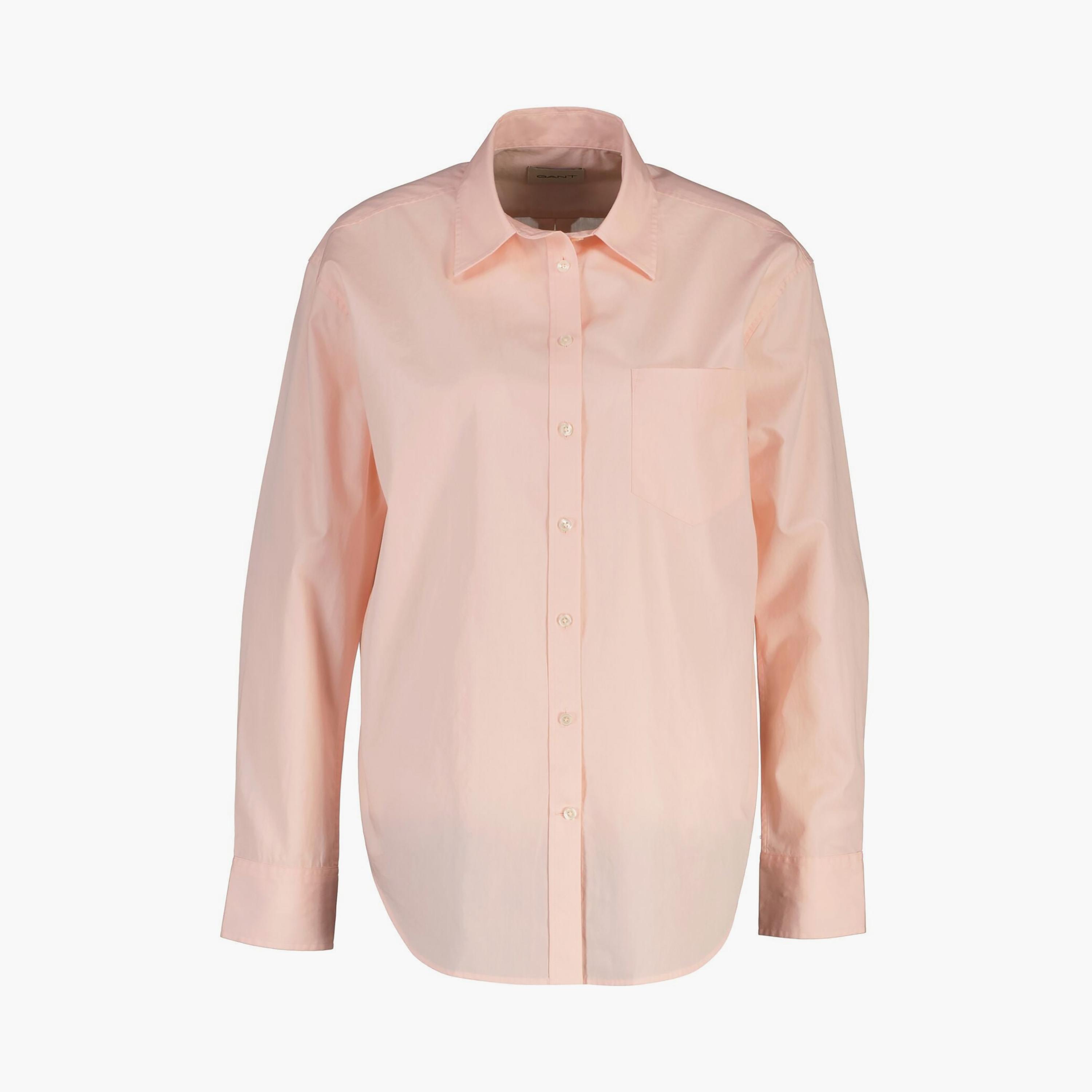 قميص حريمي بقصة مريحة بياقة مسطحة وأكمام طويلة، سادة من جانت-women-clothing-shirtsandblouses-shirts-image-13