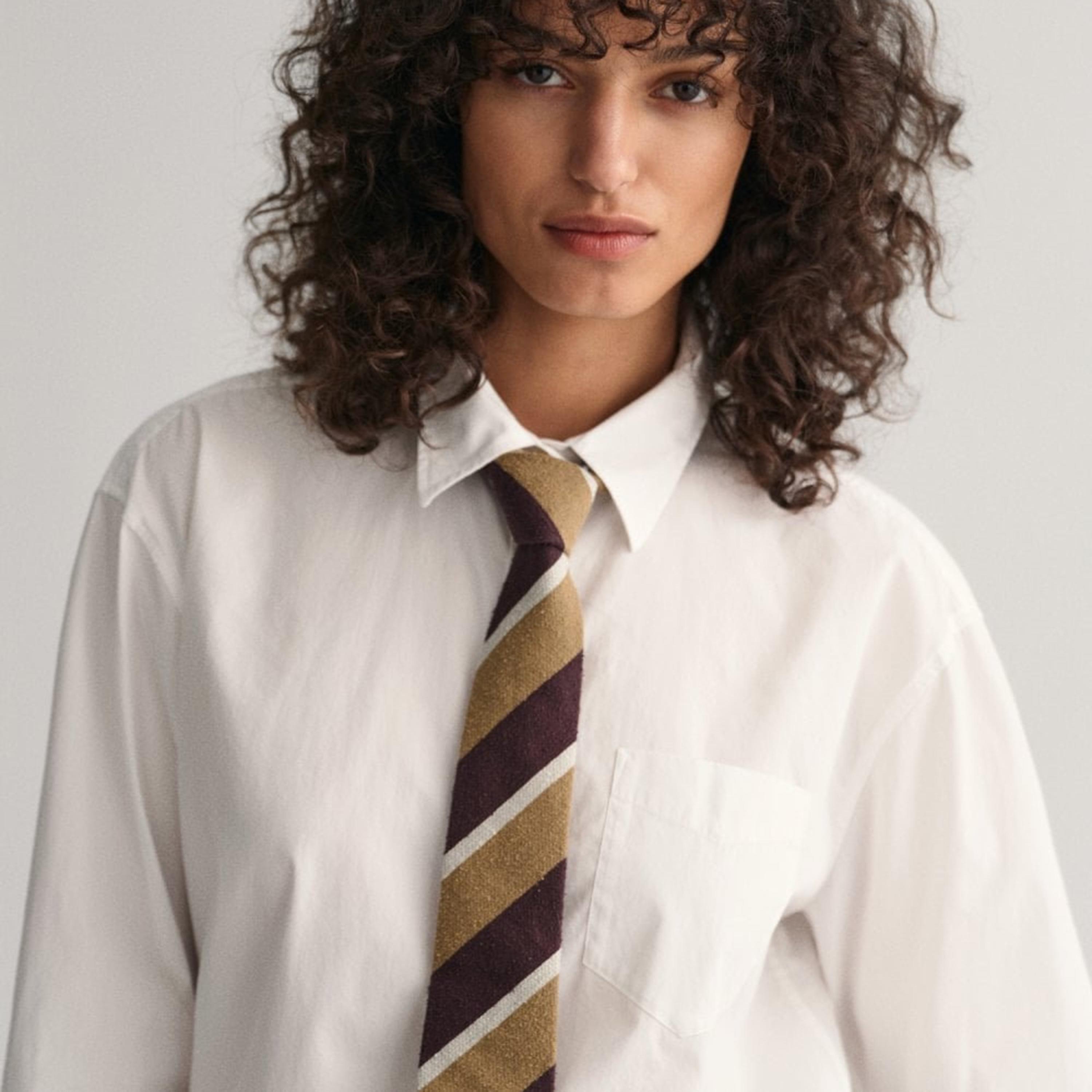 قميص حريمي بقصة مريحة بياقة مسطحة وأكمام طويلة، سادة من جانت-women-clothing-shirtsandblouses-shirts-image-2