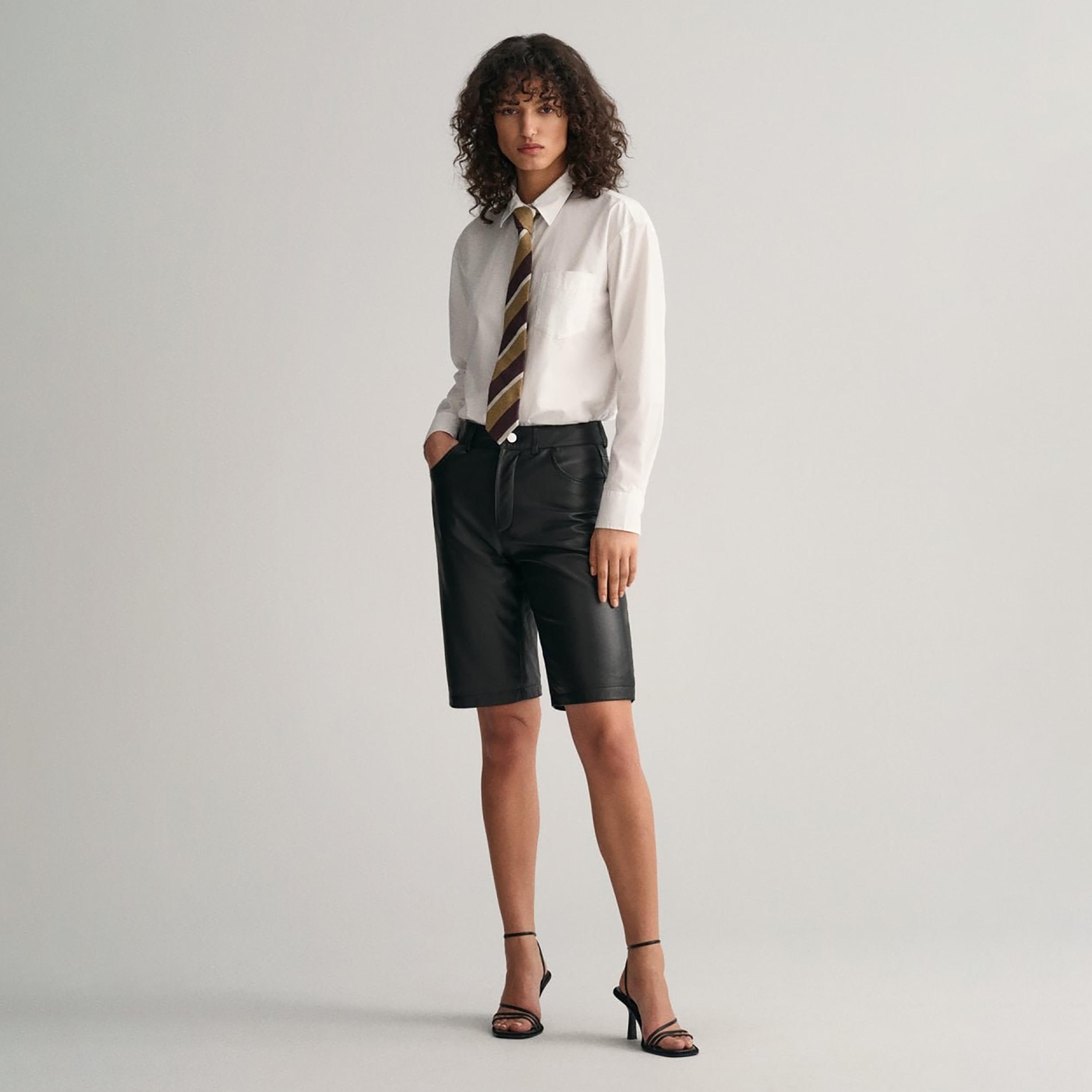 قميص حريمي بقصة مريحة بياقة مسطحة وأكمام طويلة، سادة من جانت-women-clothing-shirtsandblouses-shirts-image-3