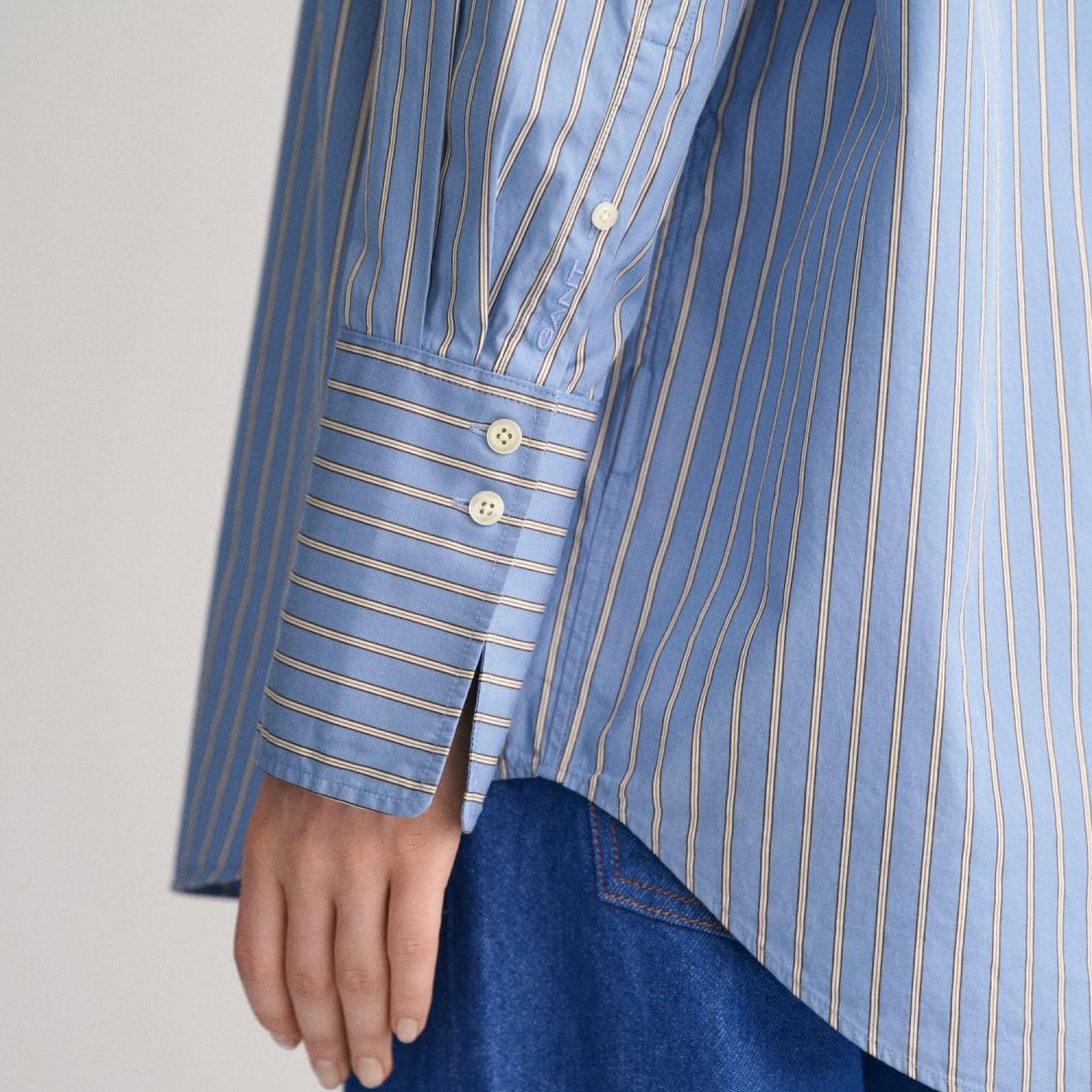 Gant Oversize Fit Striped Collared Long Sleeves Women's Shirt-women-clothing-shirtsandblouses-shirts-image-2