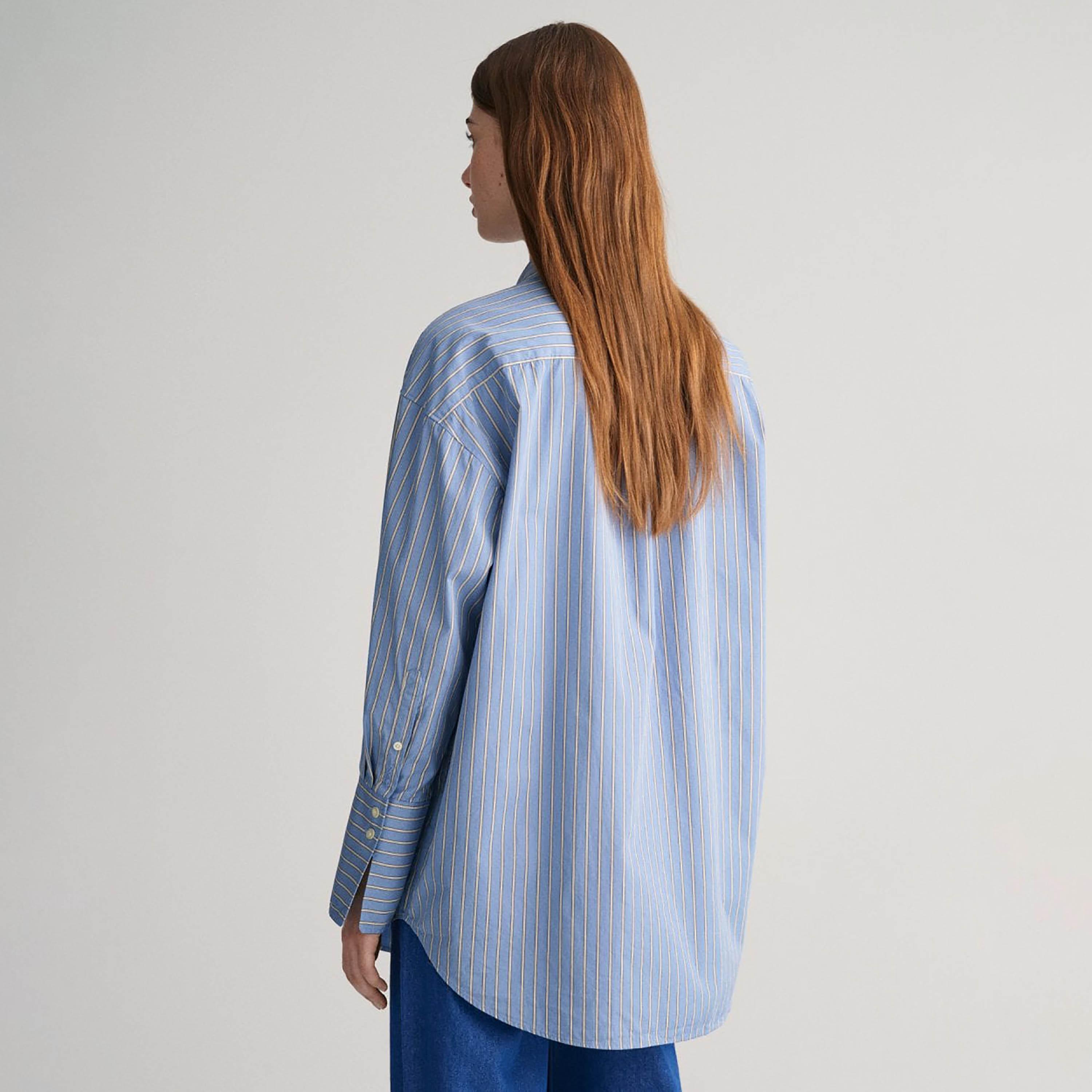 Gant Oversize Fit Striped Collared Long Sleeves Women's Shirt-women-clothing-shirtsandblouses-shirts-image-4