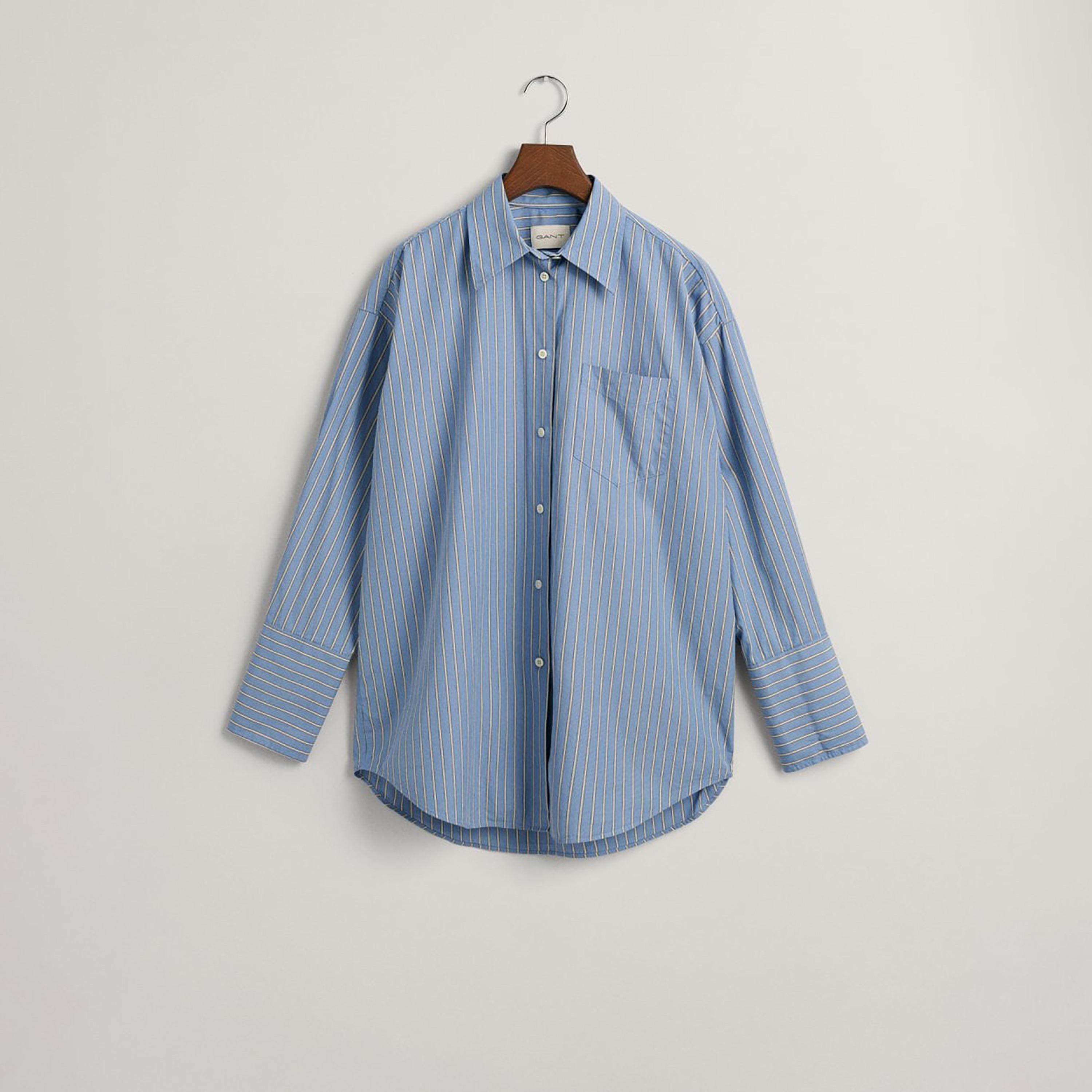 Gant Oversize Fit Striped Collared Long Sleeves Women's Shirt-women-clothing-shirtsandblouses-shirts-image-5
