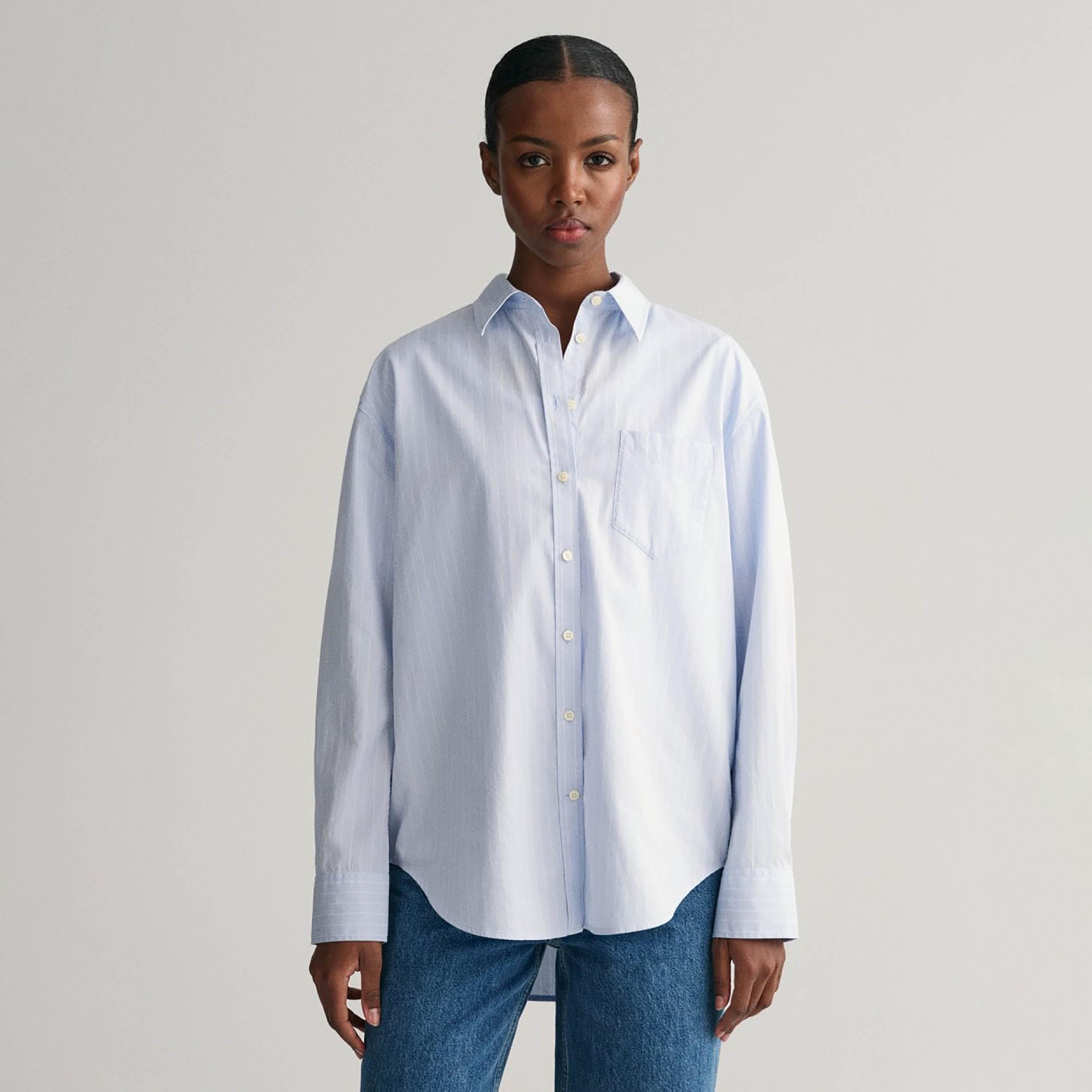 Gant Relaxed Fit Striped Collared Long Sleeves Women's Shirt-women-clothing-shirtsandblouses-shirts-image-11