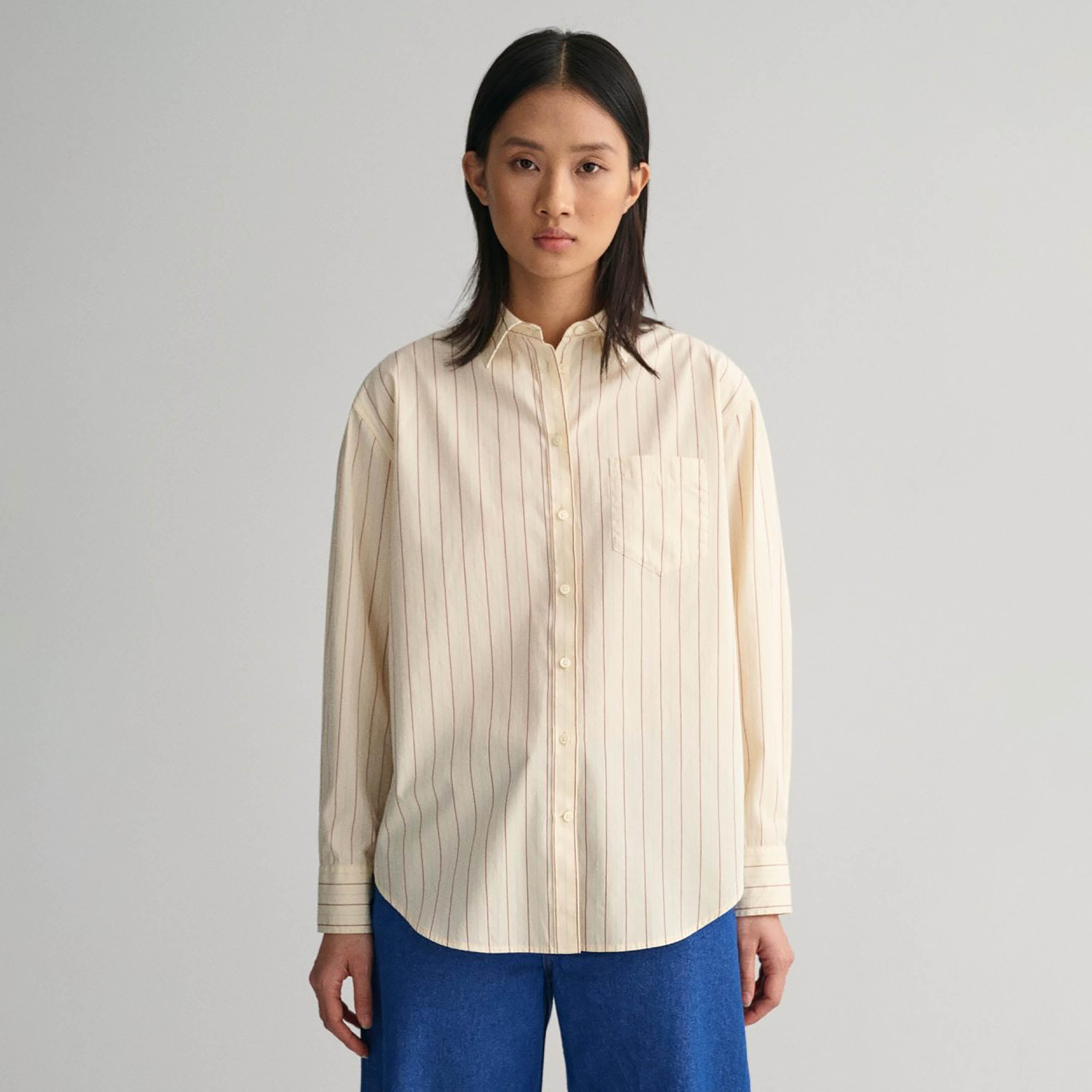 Gant Relaxed Fit Striped Collared Long Sleeves Women's Shirt-women-clothing-shirtsandblouses-shirts-image-6