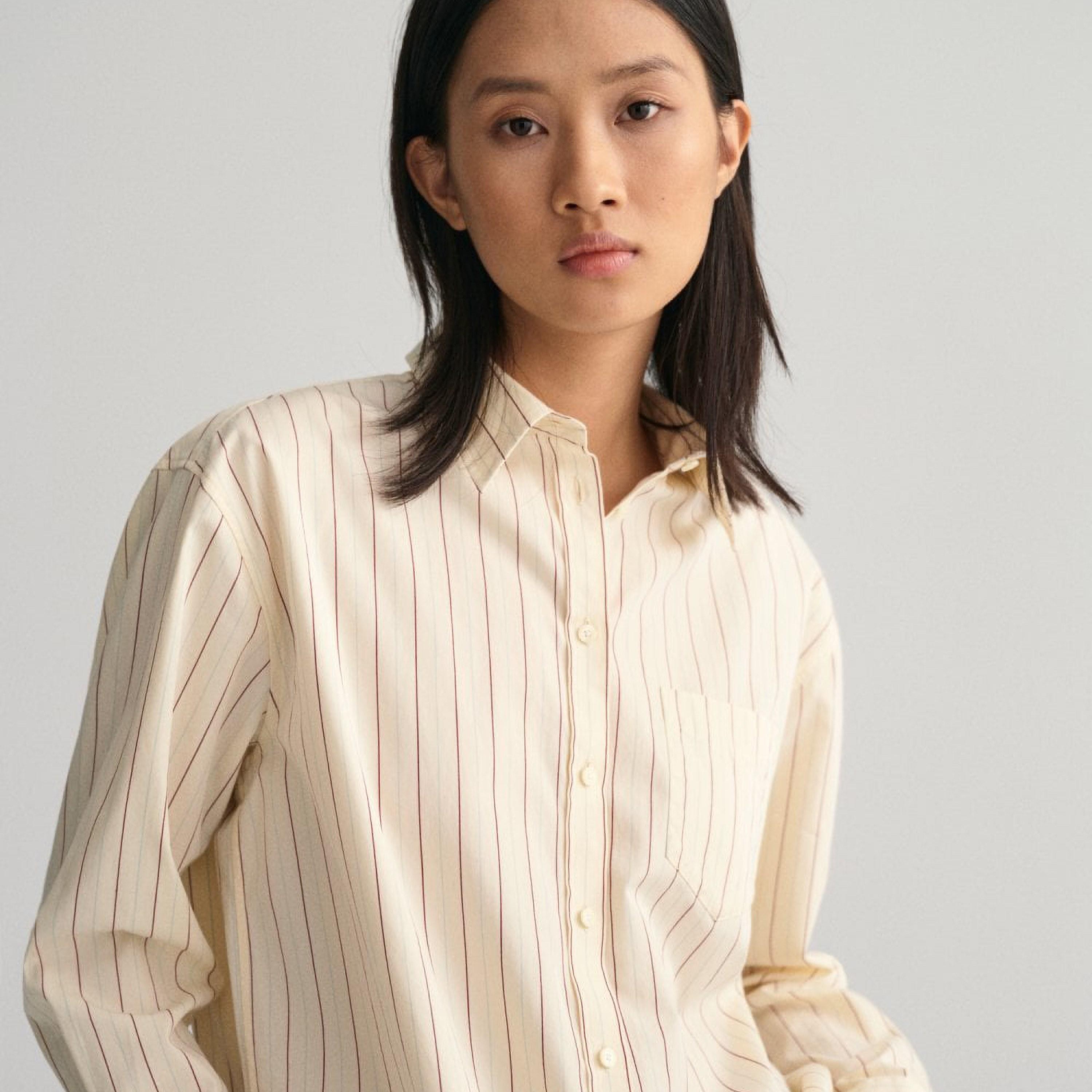 Gant Relaxed Fit Striped Collared Long Sleeves Women's Shirt-women-clothing-shirtsandblouses-shirts-image-7