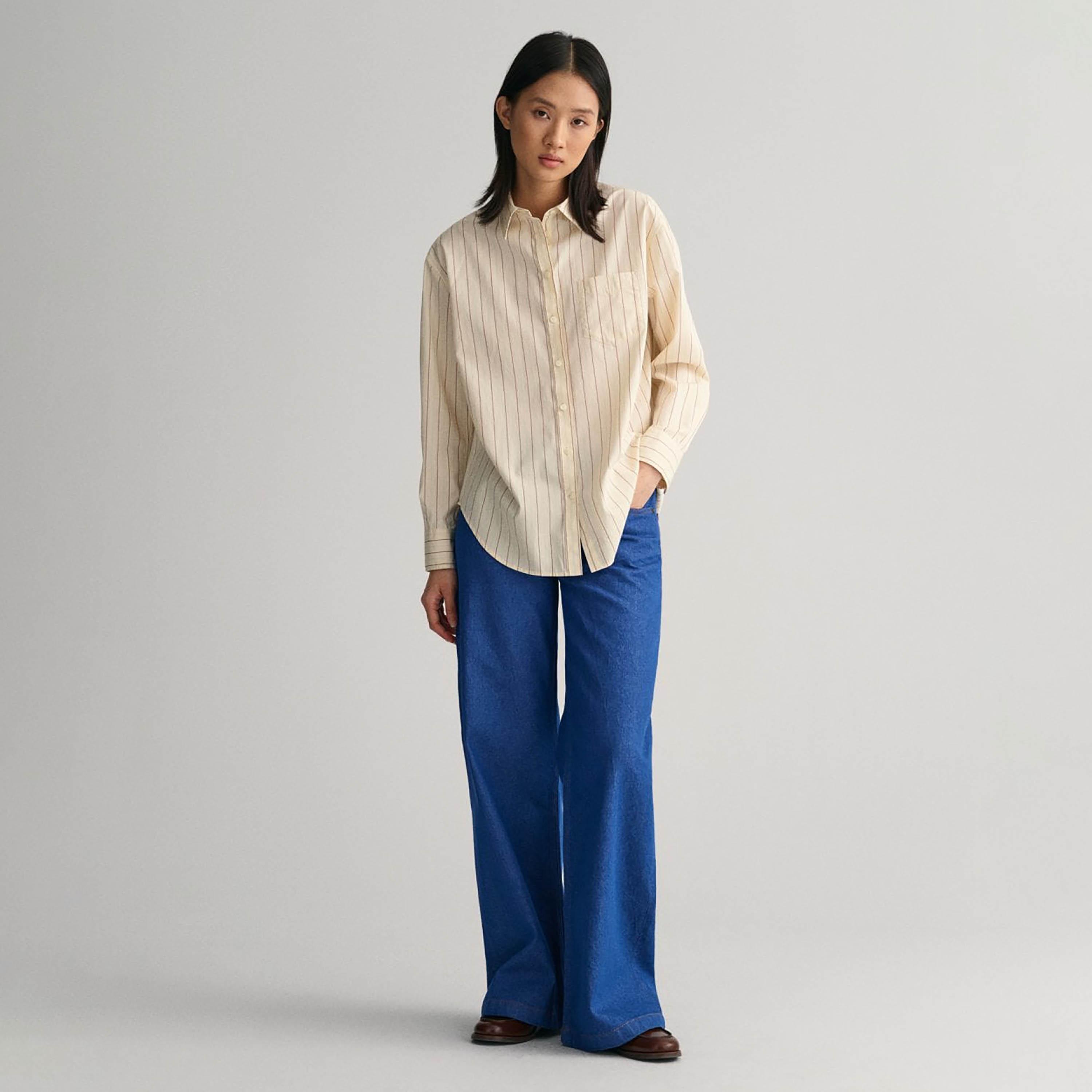 Gant Relaxed Fit Striped Collared Long Sleeves Women's Shirt-women-clothing-shirtsandblouses-shirts-image-8