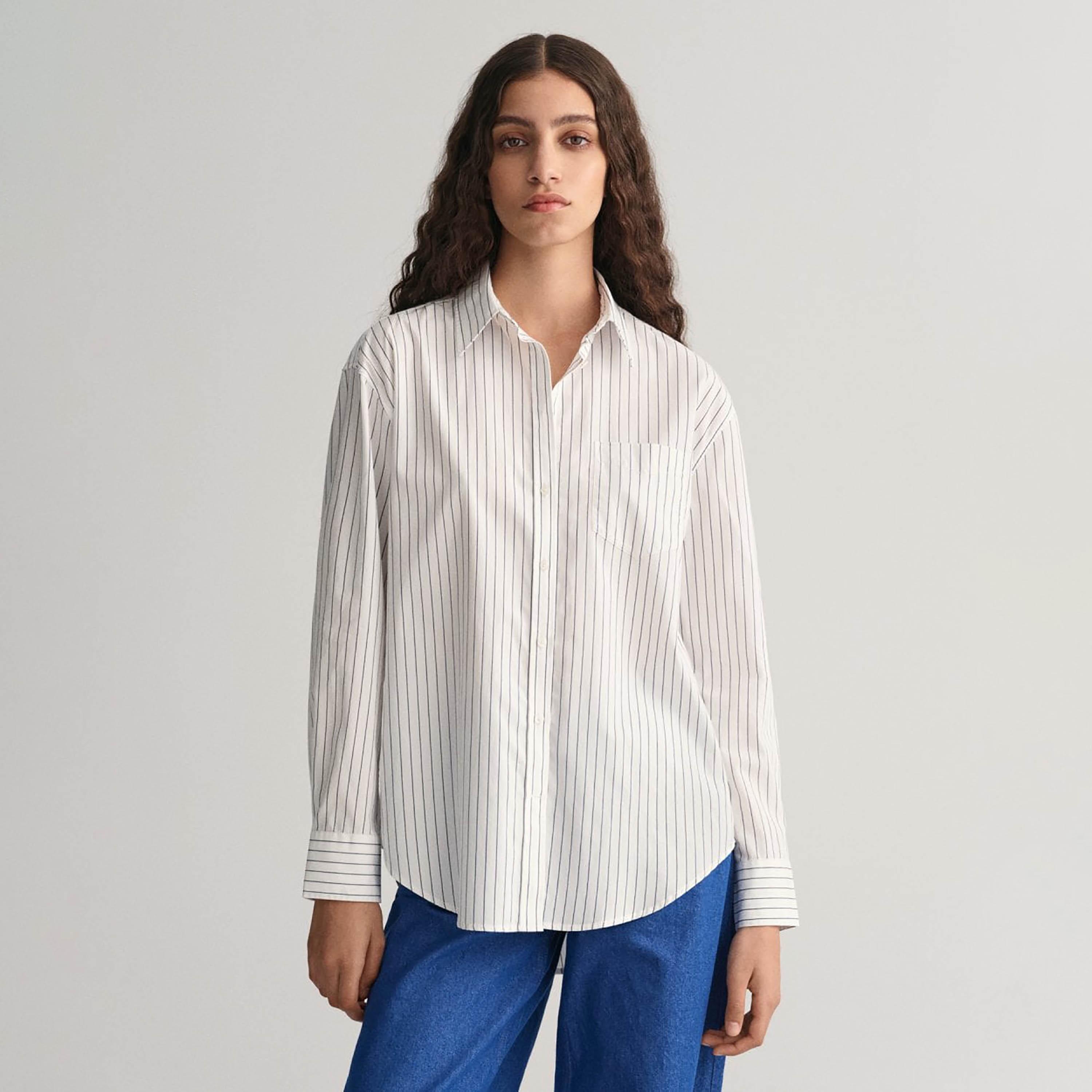 Gant Relaxed Fit Striped Collared Long Sleeves Women's Shirt-women-clothing-shirtsandblouses-shirts-image-1