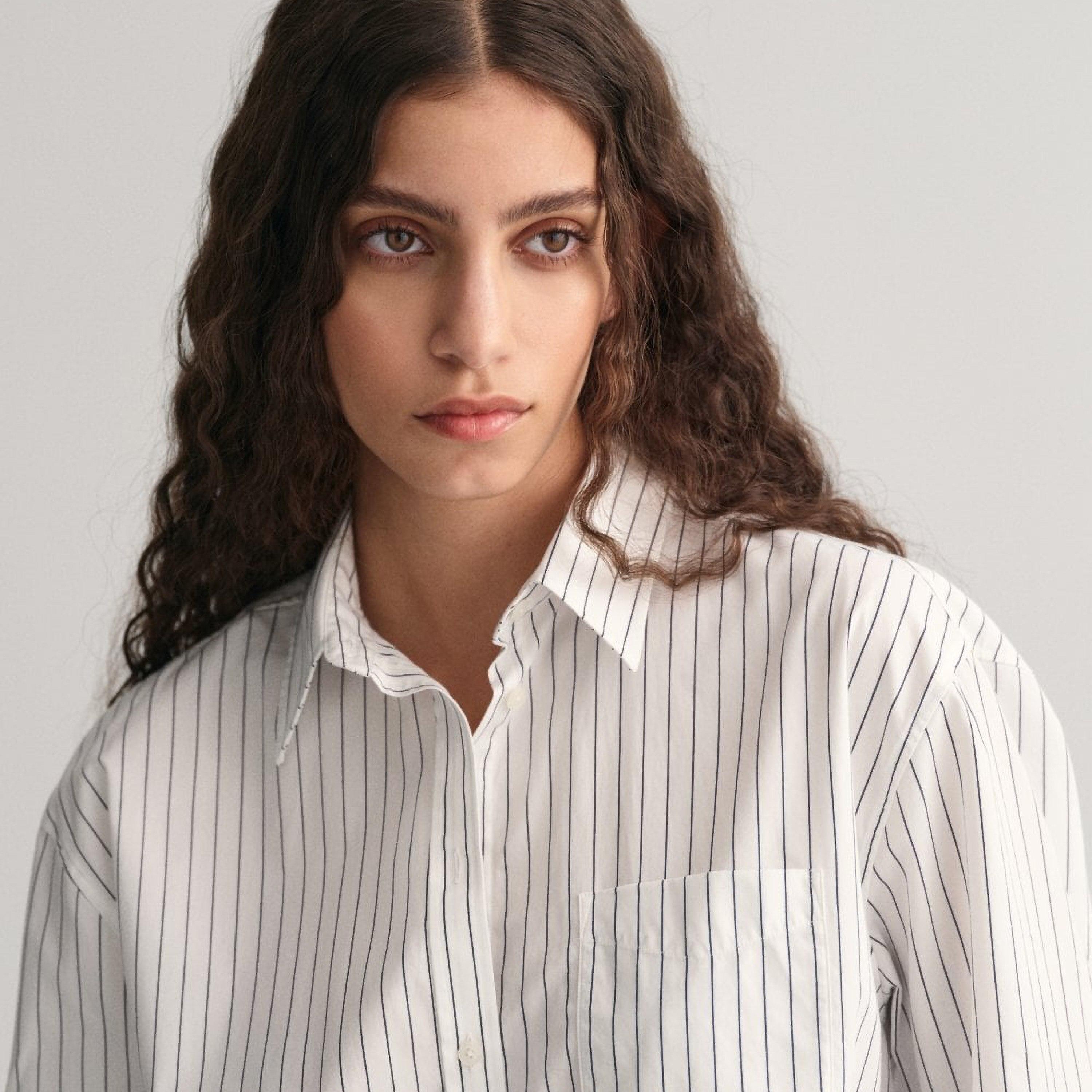 Gant Relaxed Fit Striped Collared Long Sleeves Women's Shirt-women-clothing-shirtsandblouses-shirts-image-2