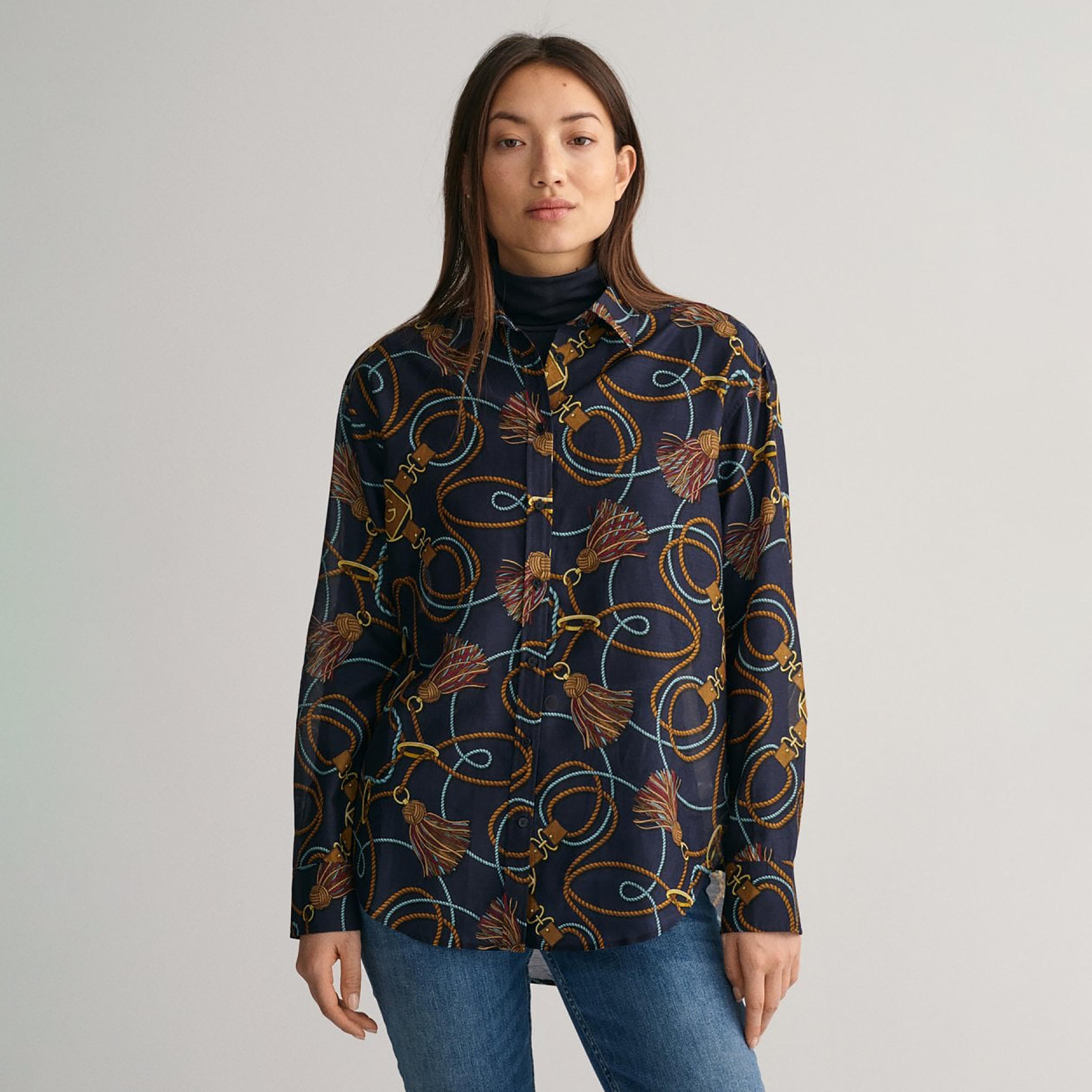 Gant Relaxed Fit Rope Print Collared Long Sleeves Shirt-women-clothing-shirtsandblouses-shirts-image-1