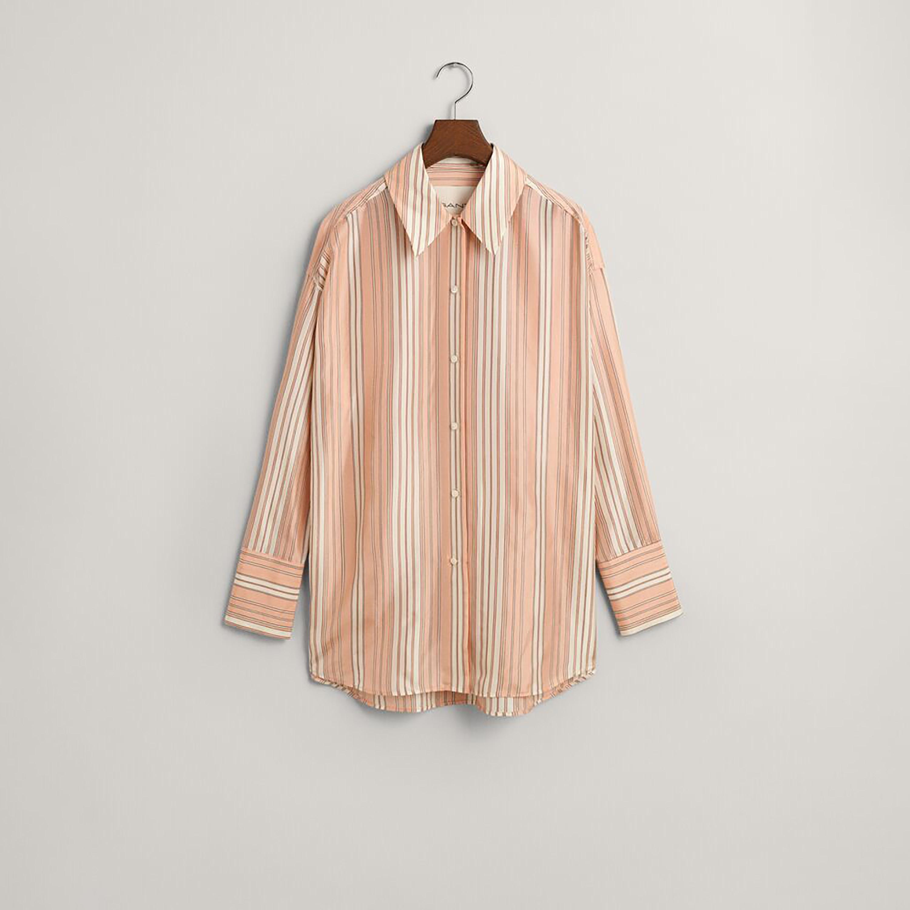 Gant Oversize Fit Striped Collared Long Sleeves Women's Shirt-women-clothing-shirtsandblouses-shirts-image-1