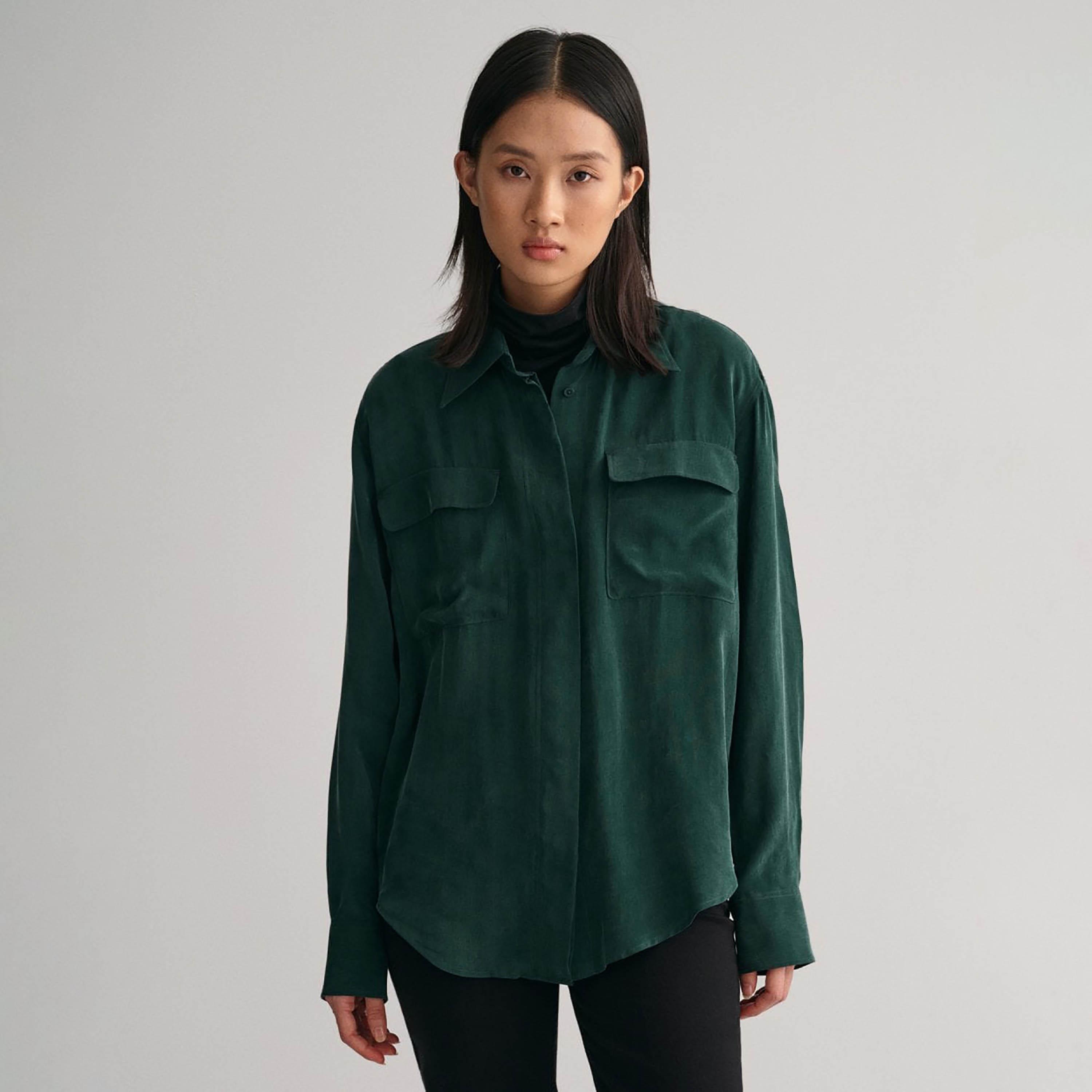 Gant Relaxed Fit Plain Collared Long Sleeves Women's Shirt-women-clothing-shirtsandblouses-shirts-image-1