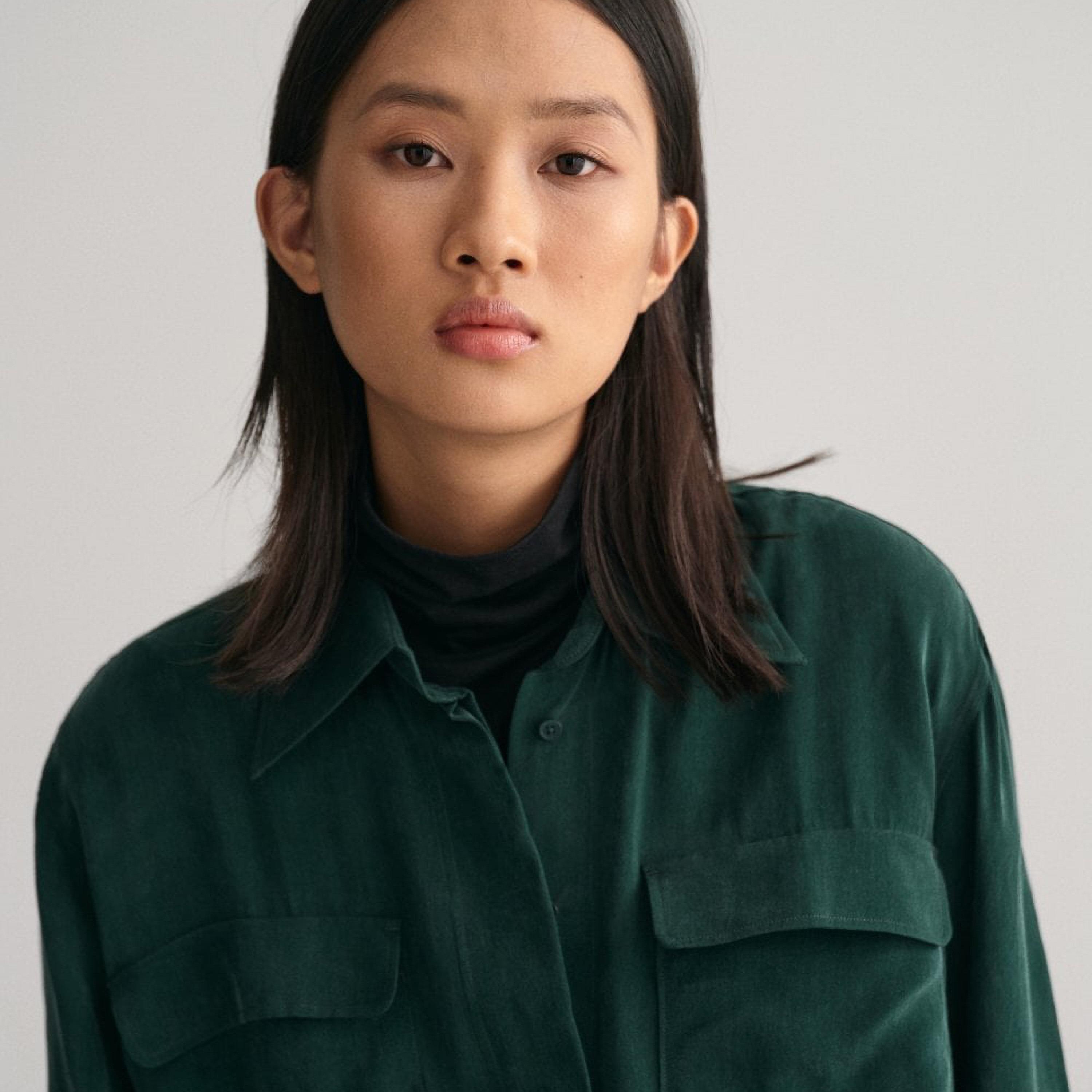 Gant Relaxed Fit Plain Collared Long Sleeves Women's Shirt-women-clothing-shirtsandblouses-shirts-image-2