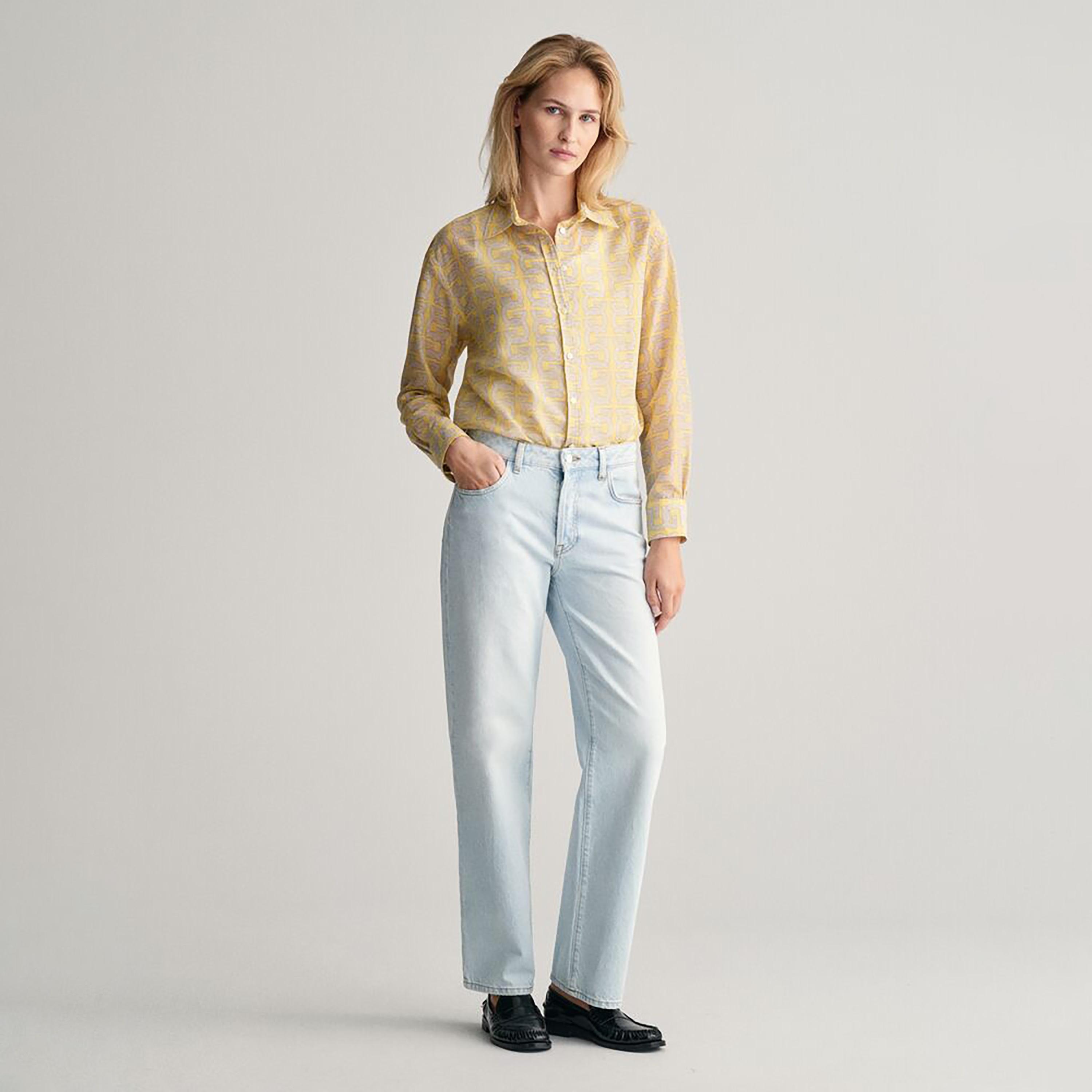 قميص نسائي بأكمام طويلة بياقة مطبوعة من غانت مريح-women-clothing-shirtsandblouses-shirts-image-7
