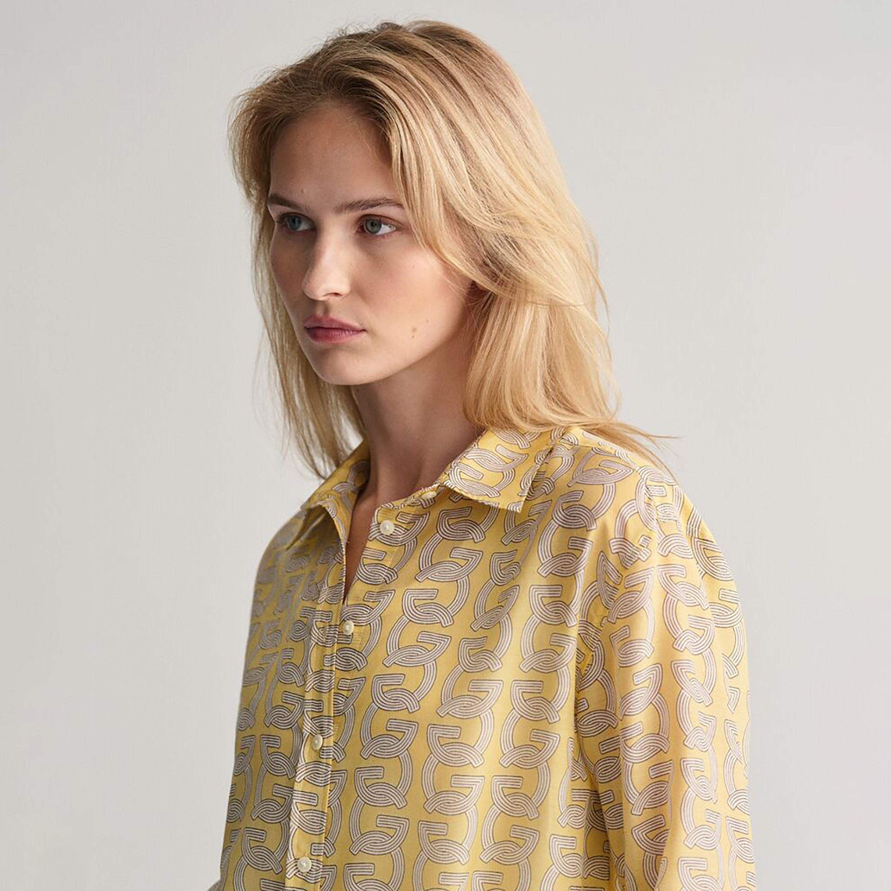قميص نسائي بأكمام طويلة بياقة مطبوعة من غانت مريح-women-clothing-shirtsandblouses-shirts-image-8