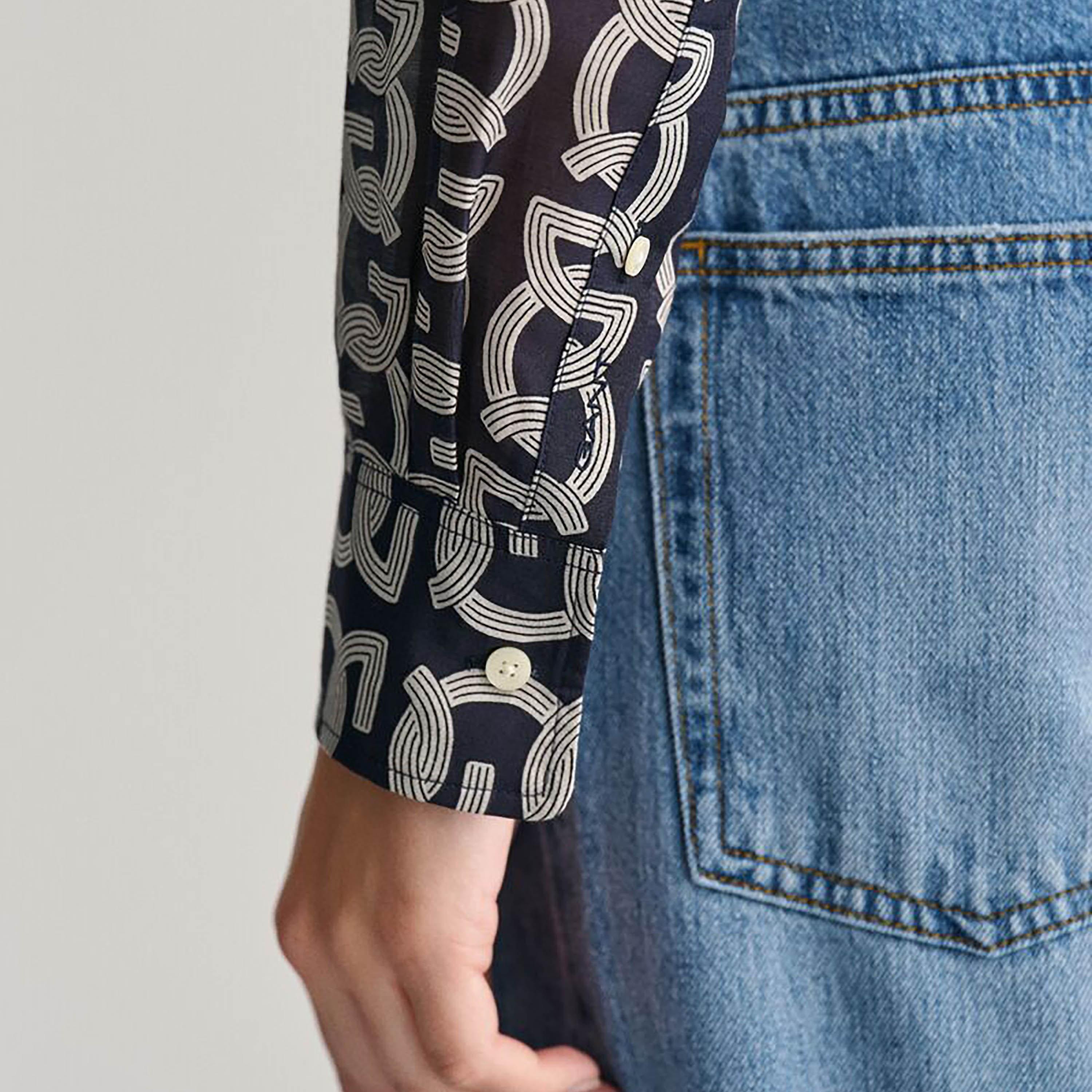 Gant Relaxed Fit Printed Collared Long Sleeves Women's Shirt-women-clothing-shirtsandblouses-shirts-image-5
