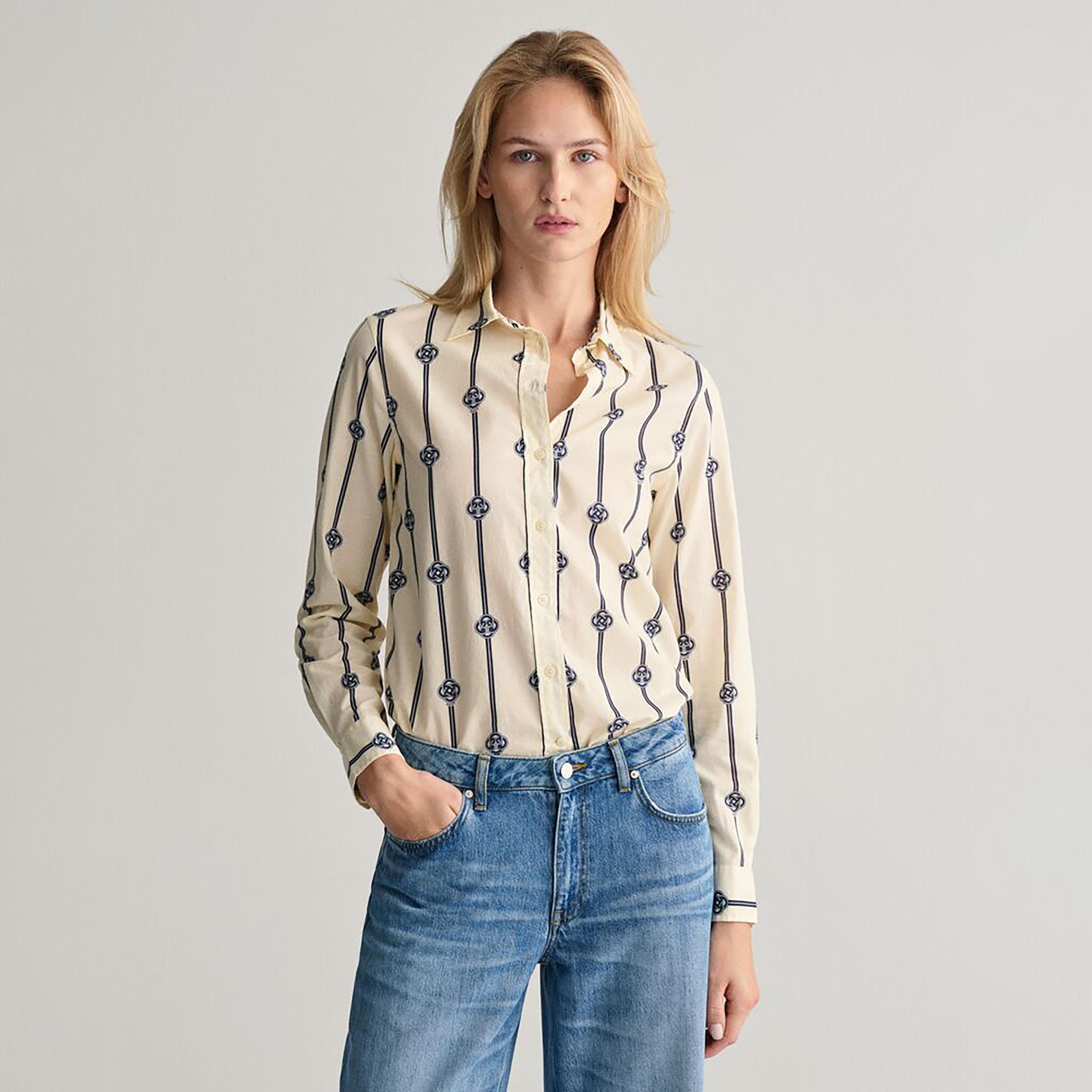 Gant Regular Fit Printed Collared Long Sleeves Women's Shirt-women-clothing-shirtsandblouses-shirts-image-6