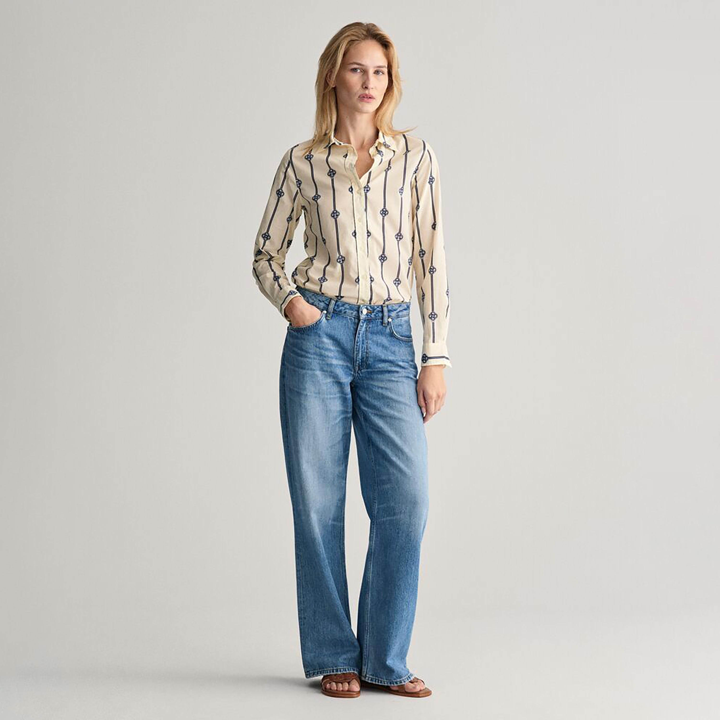 Gant Regular Fit Printed Collared Long Sleeves Women's Shirt-women-clothing-shirtsandblouses-shirts-image-7