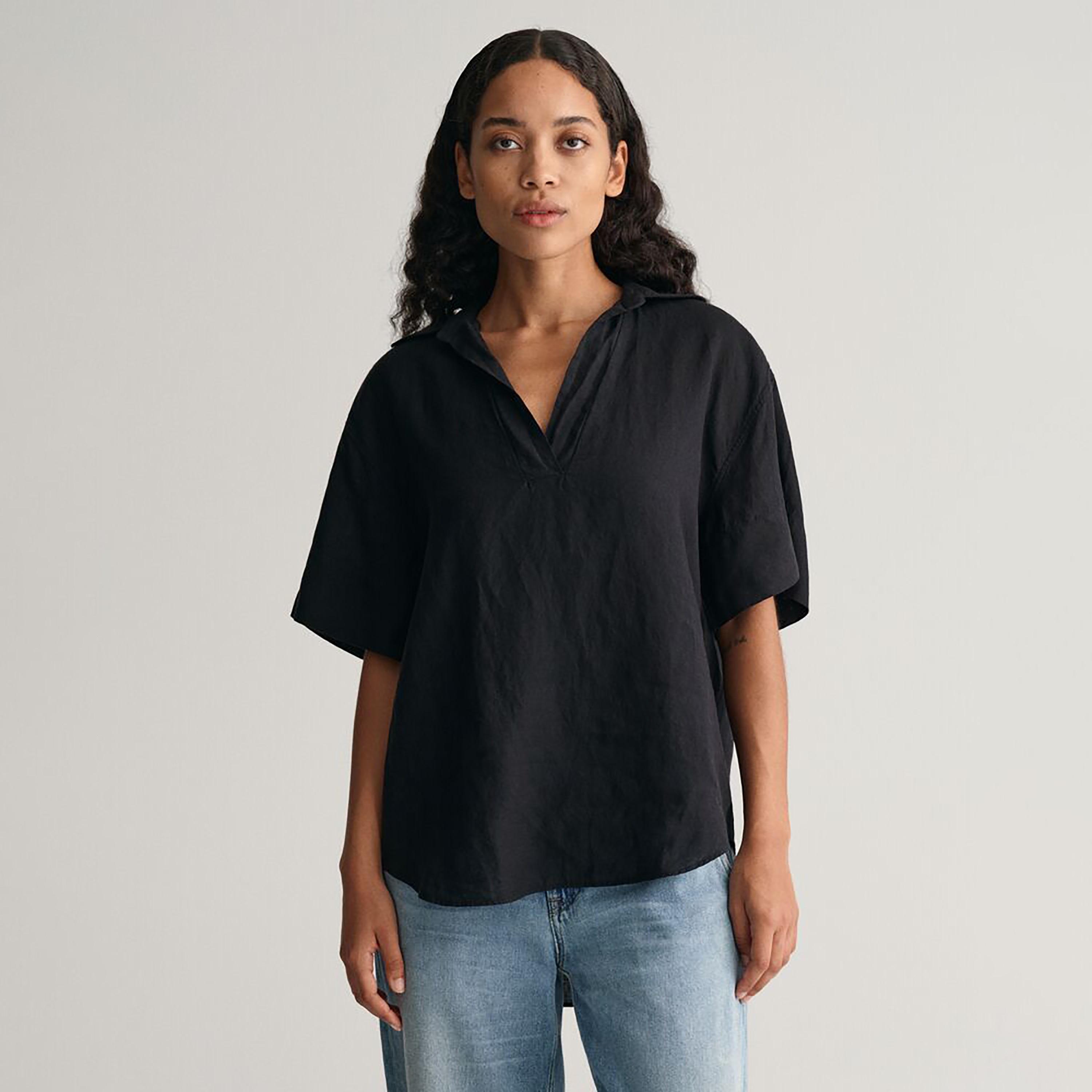 Gant Plain Collared Short Sleeves Women's Top-women-clothing-shirtsandblouses-shirts-image-1