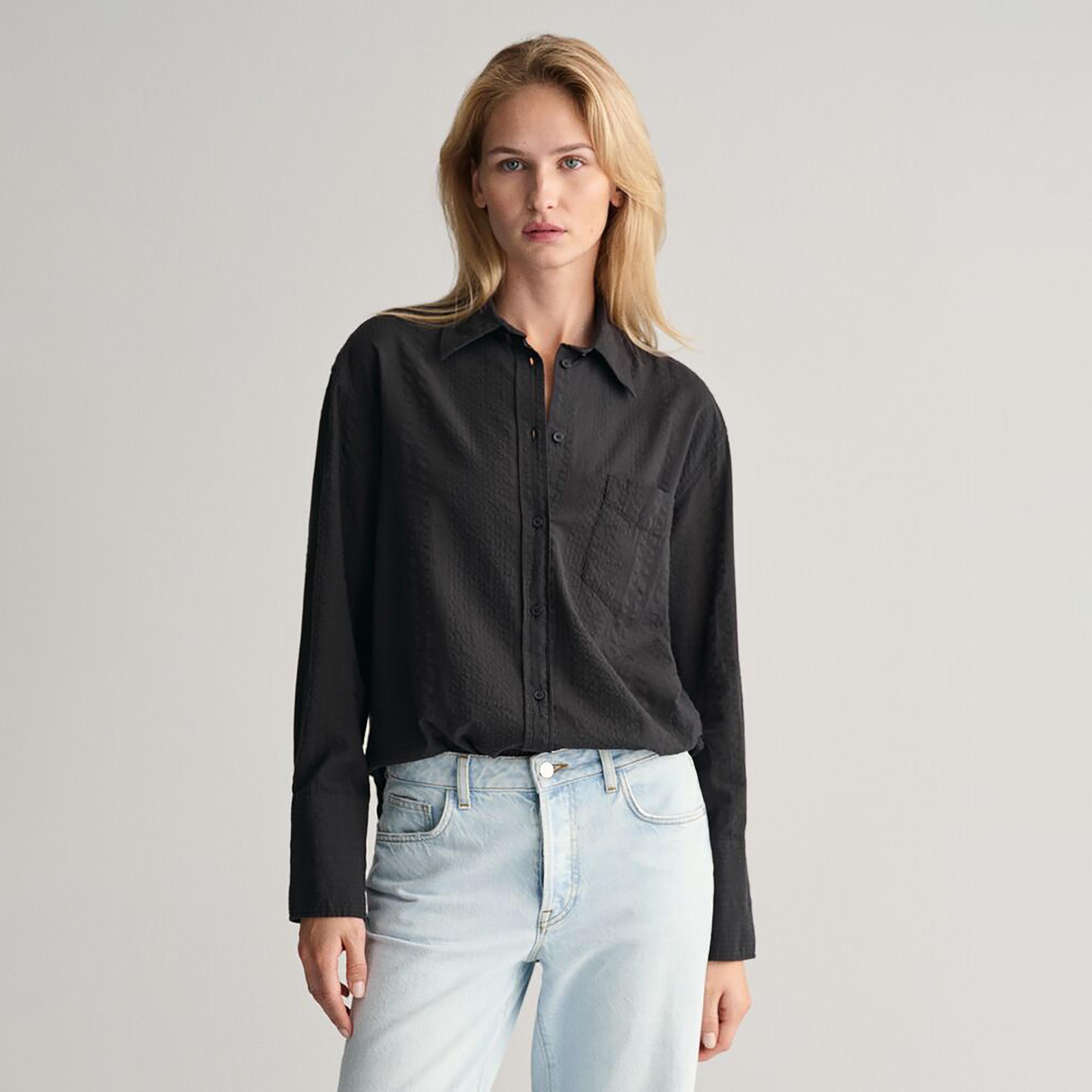 Gant Relaxed Fit Plain Collared Long Sleeves Women's Shirt-women-clothing-shirtsandblouses-shirts-image-1