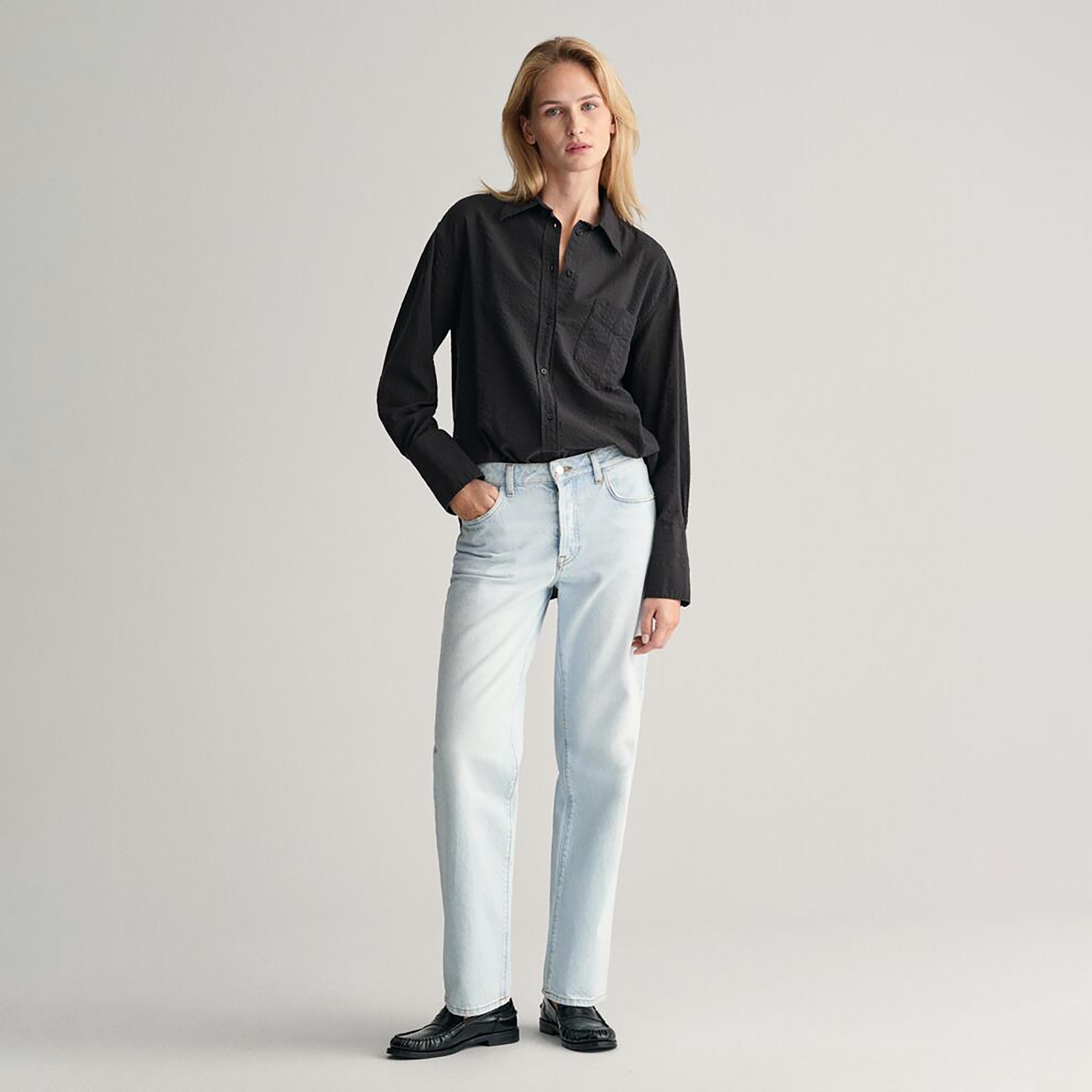 Gant Relaxed Fit Plain Collared Long Sleeves Women's Shirt-women-clothing-shirtsandblouses-shirts-image-2