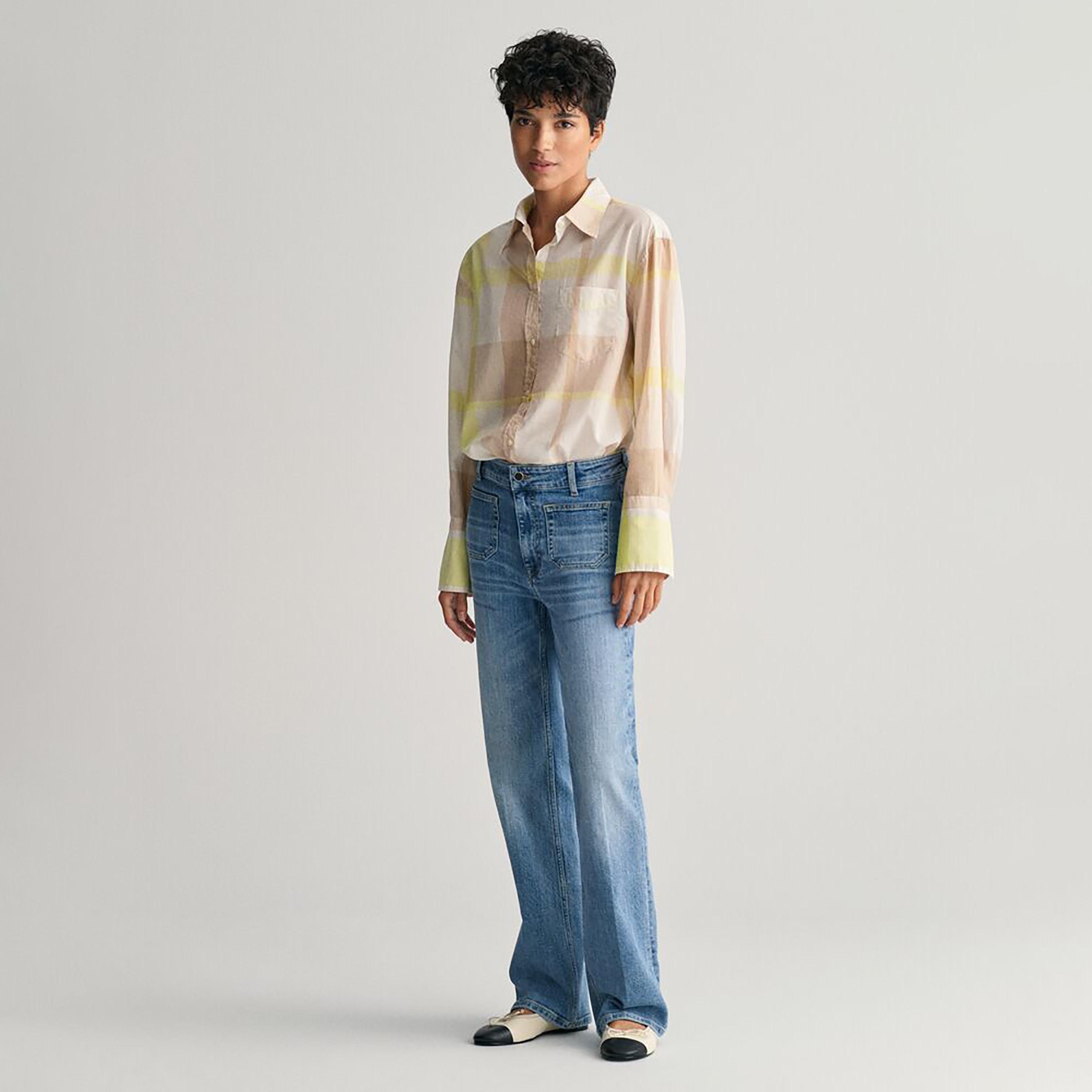 Gant Relaxed Fit Checked Collared Long Sleeves Women's Shirt-women-clothing-shirtsandblouses-shirts-image-1