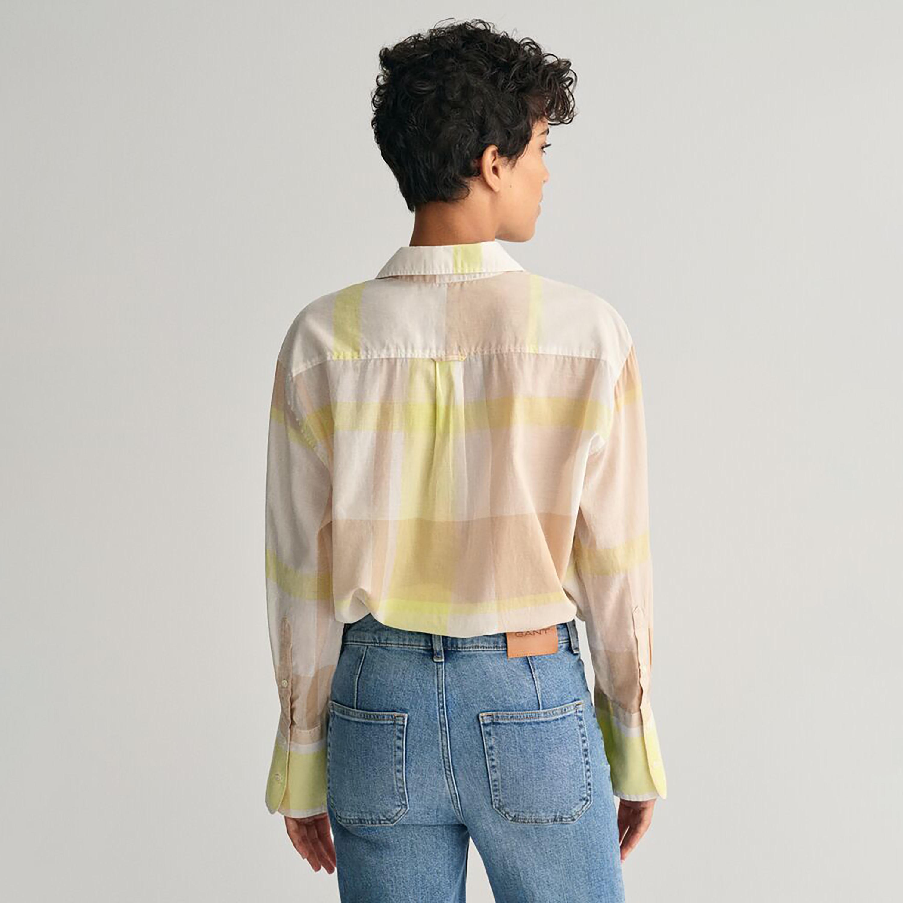Gant Relaxed Fit Checked Collared Long Sleeves Women's Shirt-women-clothing-shirtsandblouses-shirts-image-3