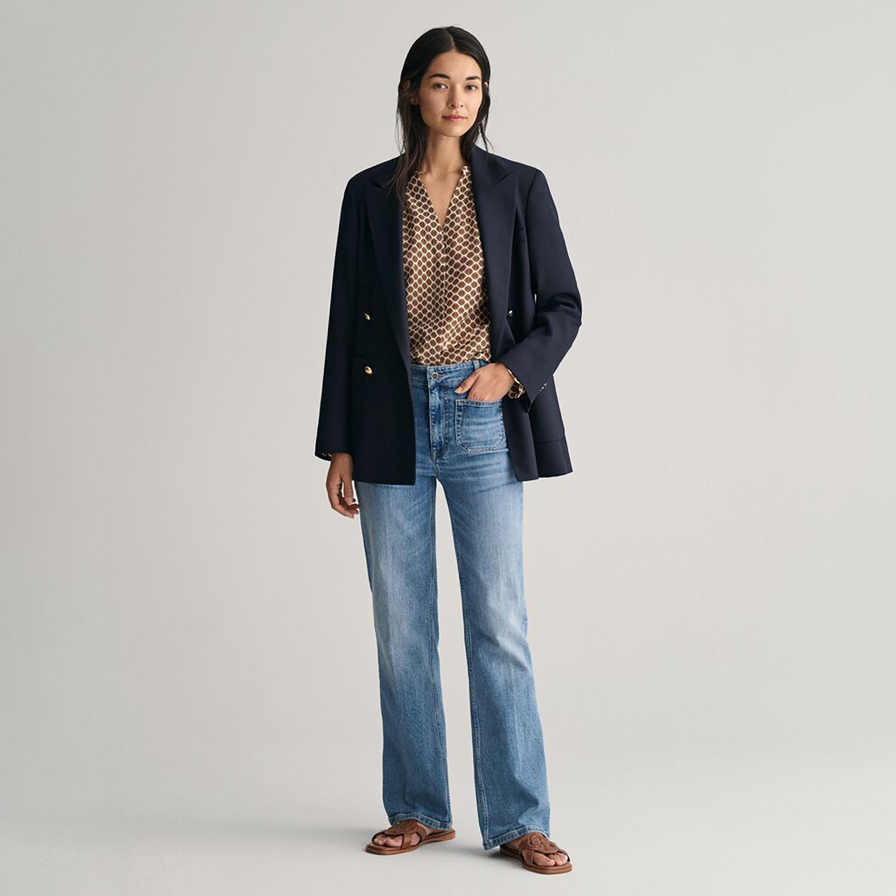 Gant Regular Fit Printed Mandarin Neck Long Sleeves Women's Shirt-women-clothing-shirtsandblouses-shirts-image-2