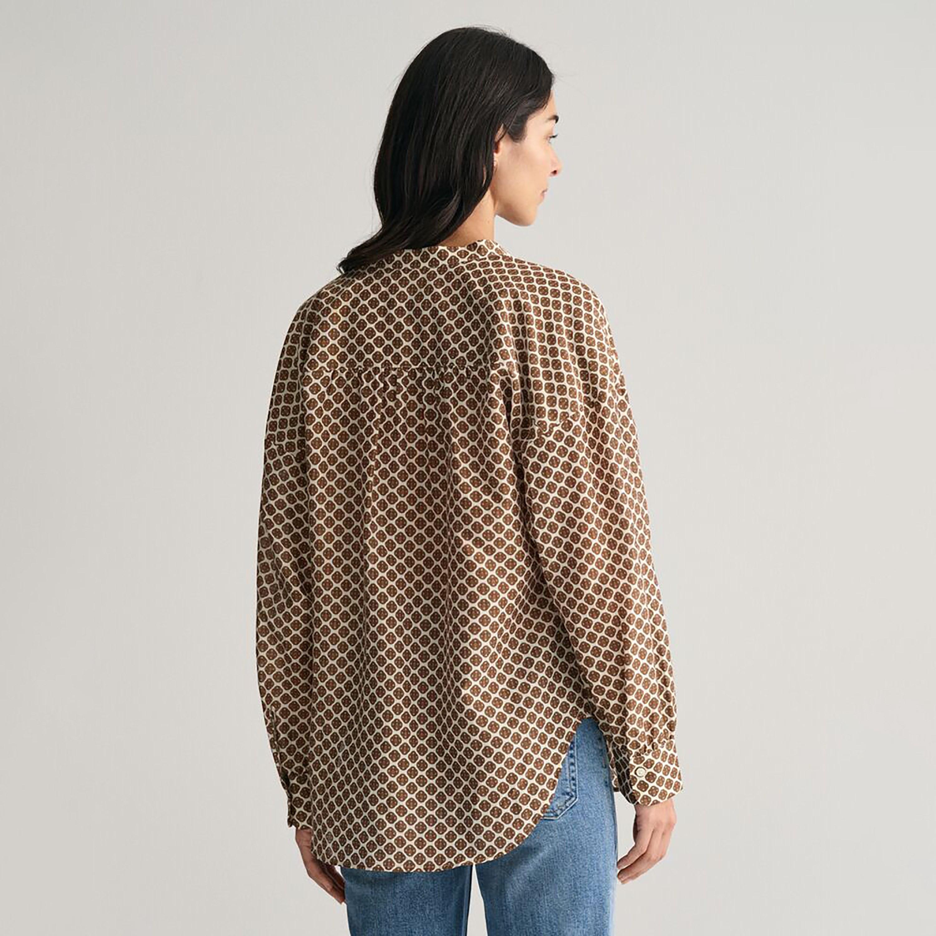Gant Regular Fit Printed Mandarin Neck Long Sleeves Women's Shirt-women-clothing-shirtsandblouses-shirts-image-3
