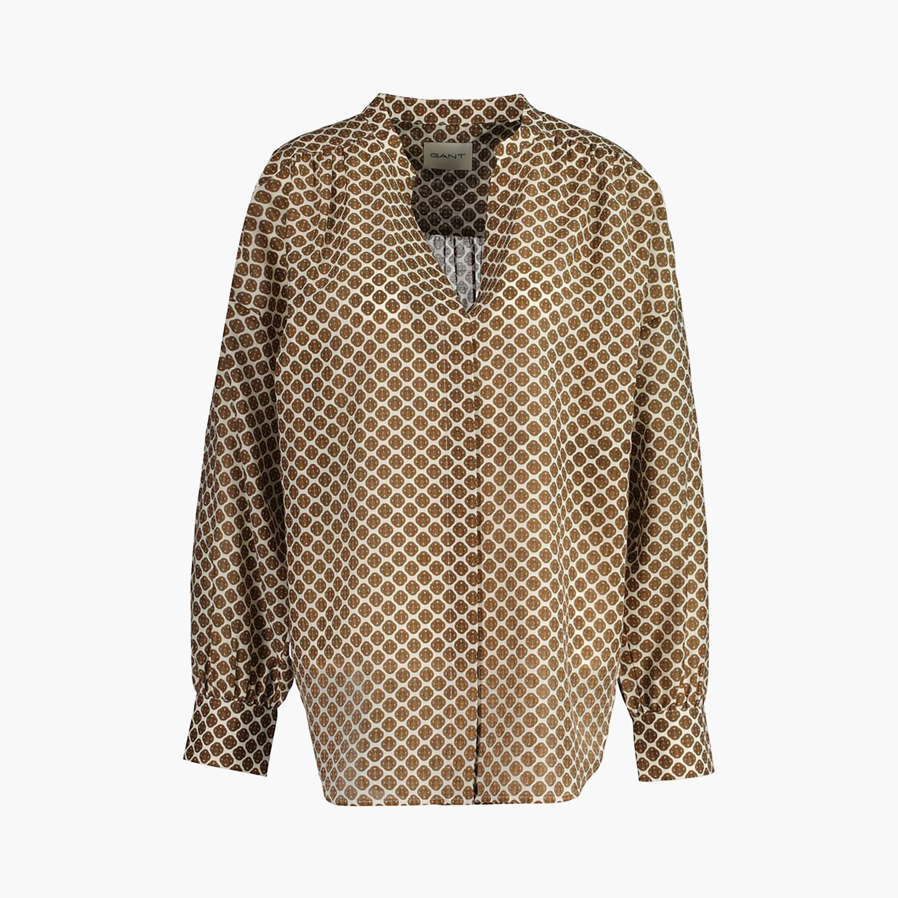 Gant Regular Fit Printed Mandarin Neck Long Sleeves Women's Shirt-women-clothing-shirtsandblouses-shirts-image-4
